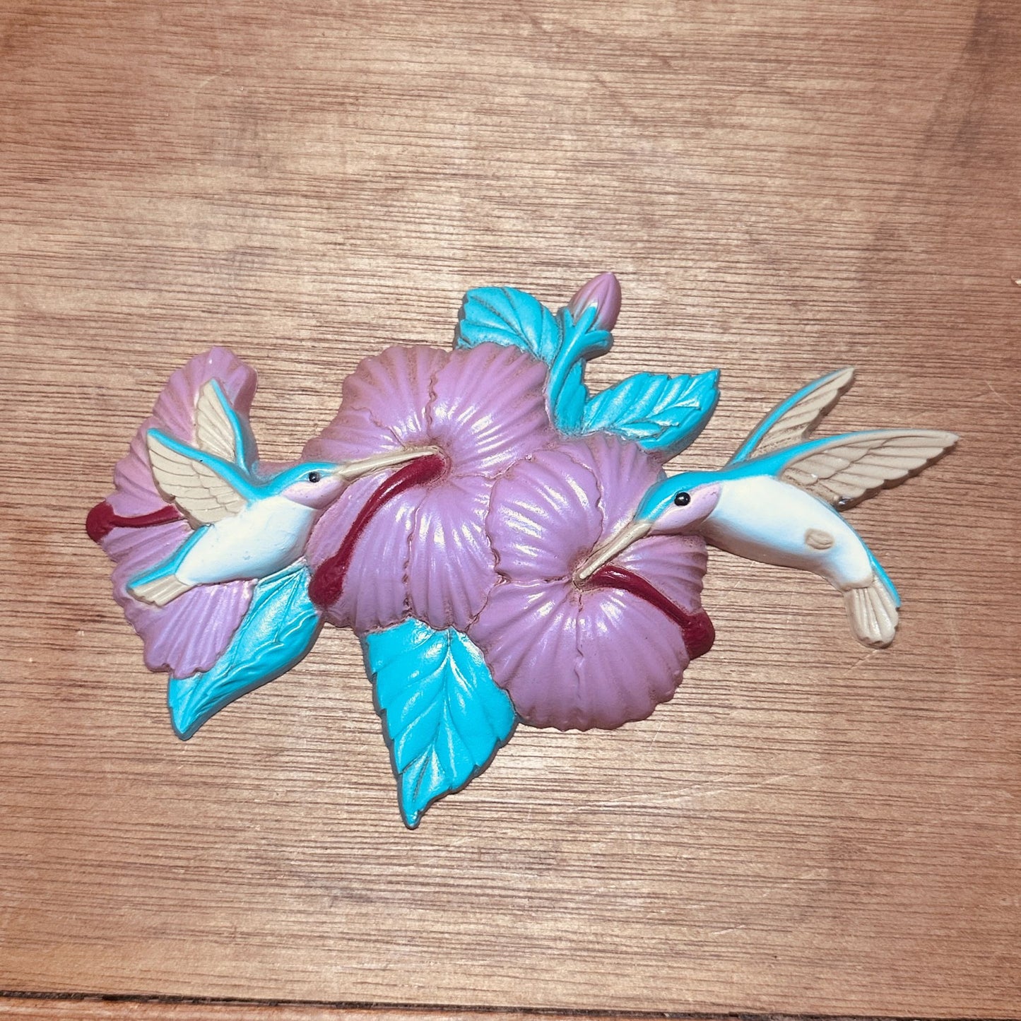 Vtg 1993 Burwood Productions set of 3 Hummingbird Flower Wall Plaques