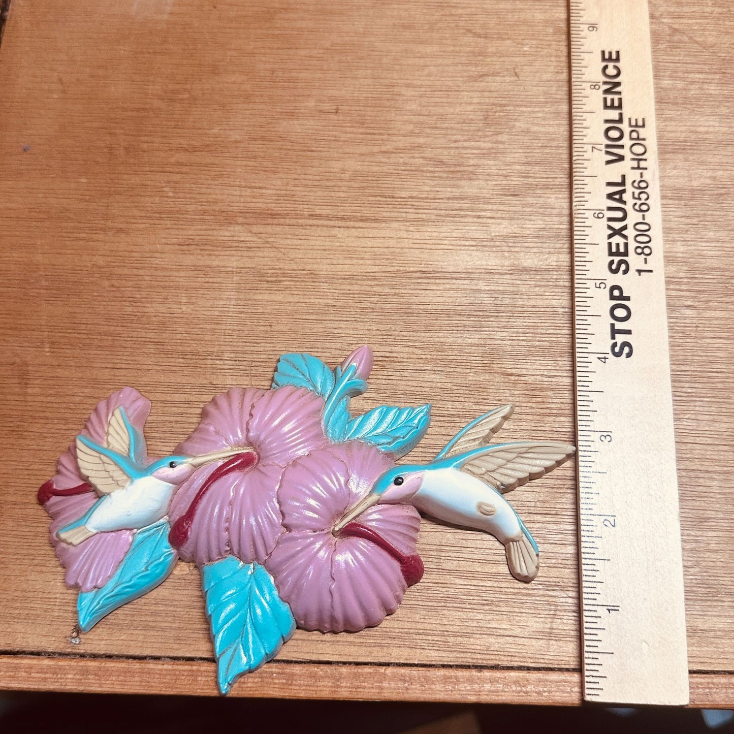 Vtg 1993 Burwood Productions set of 3 Hummingbird Flower Wall Plaques