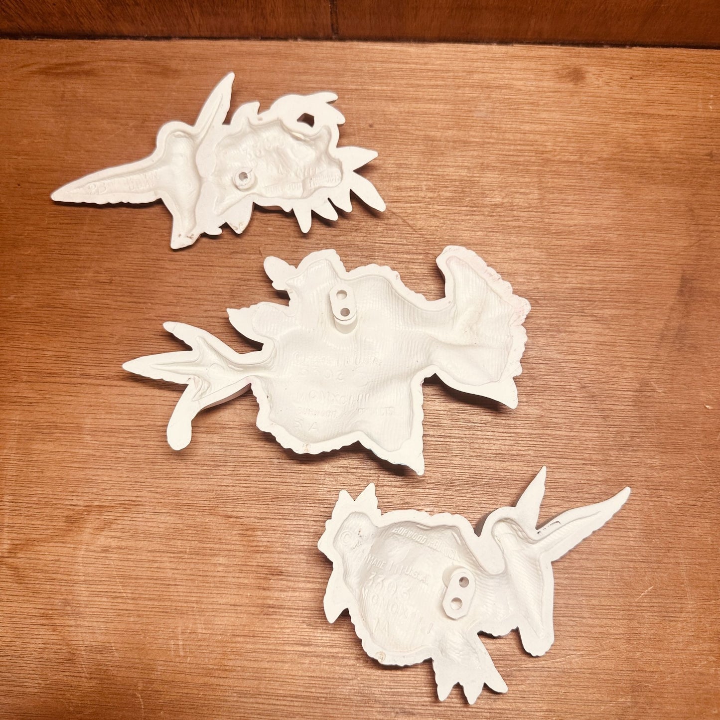 Vtg 1993 Burwood Productions set of 3 Hummingbird Flower Wall Plaques