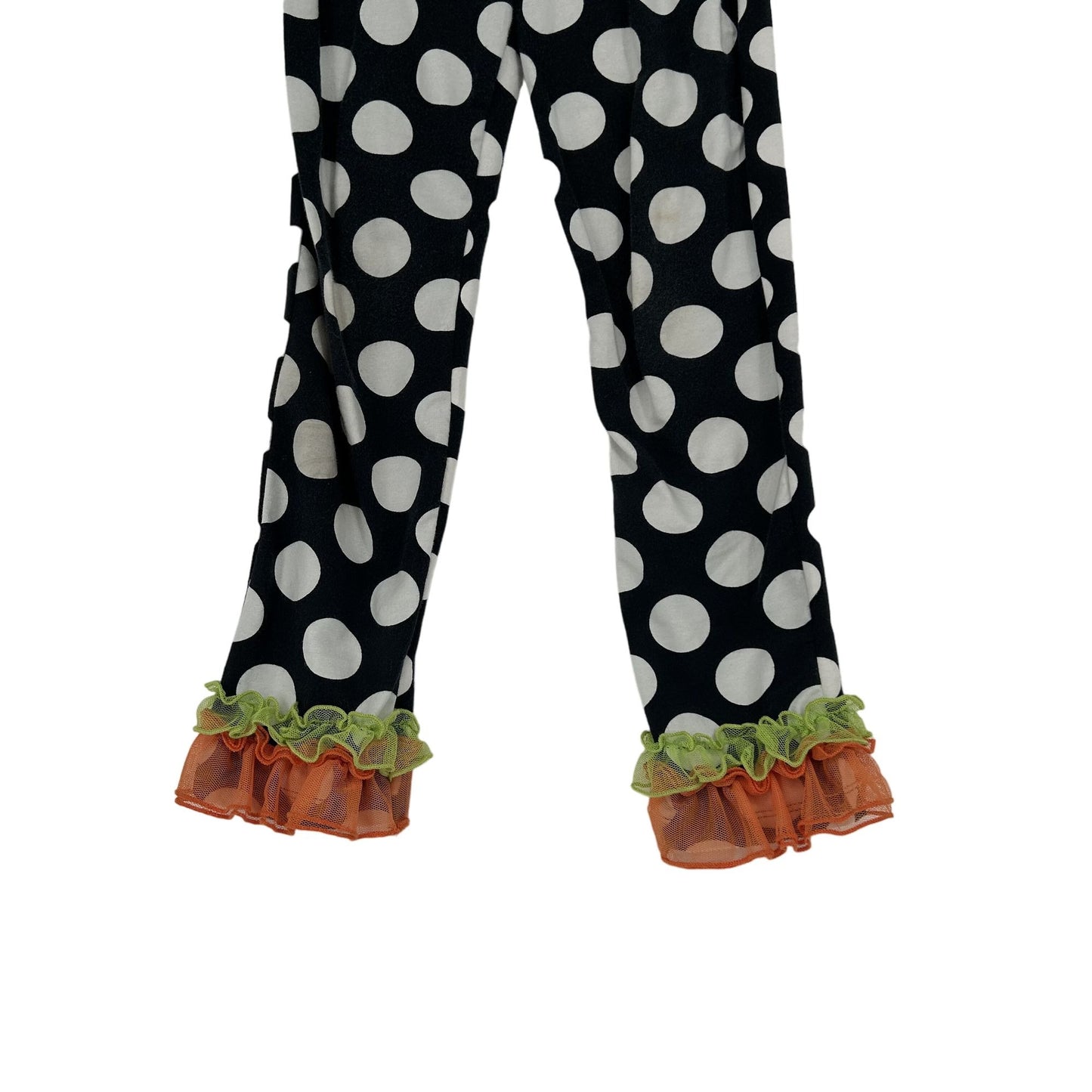 Emily Rose Girls 8 Black White Orange Polka Dot Ruffle Legging Set Pumpkin Cat