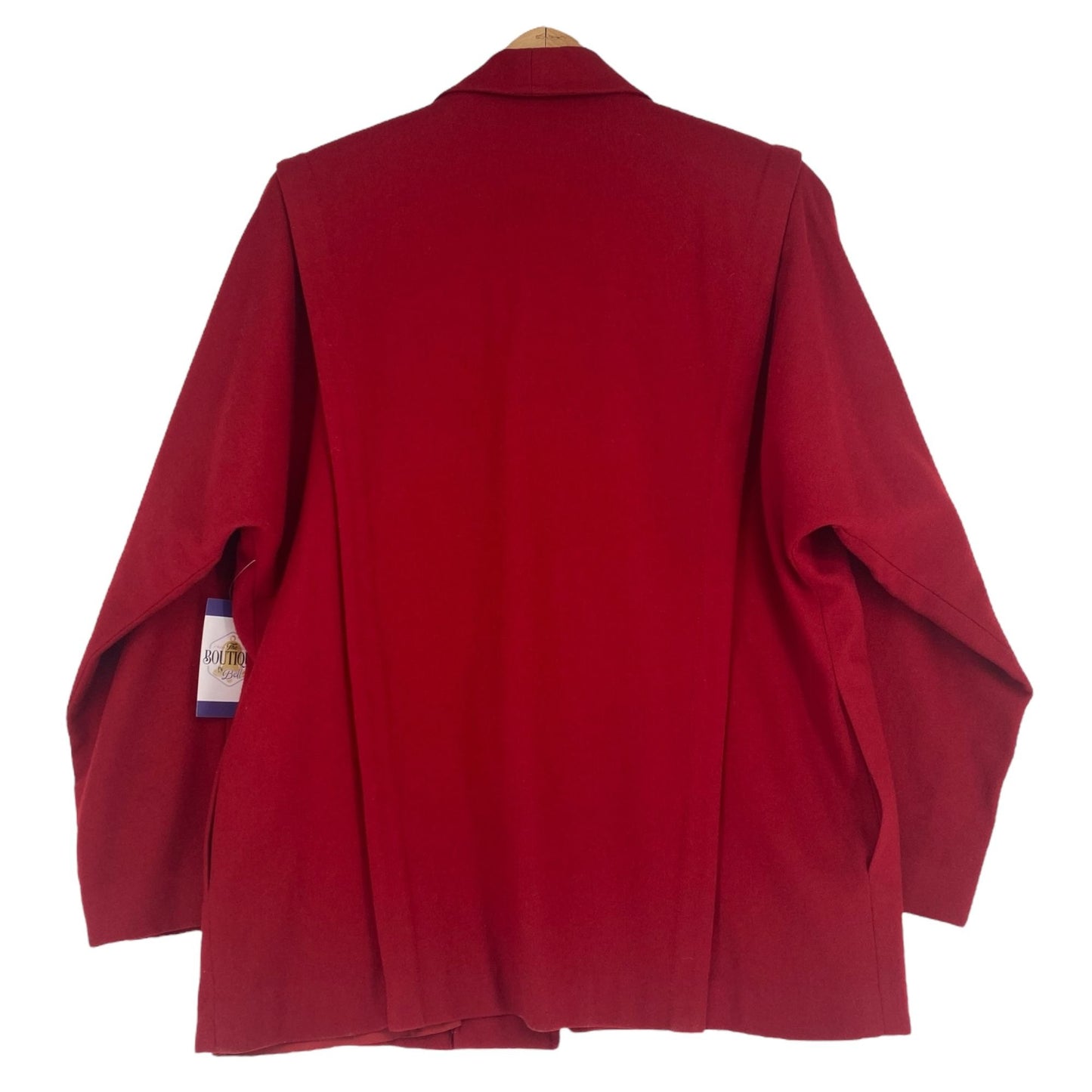 Vtg 80s Patty Woodard Wool Blazer Coat Red Dolman Sleeves Button Front City Chic