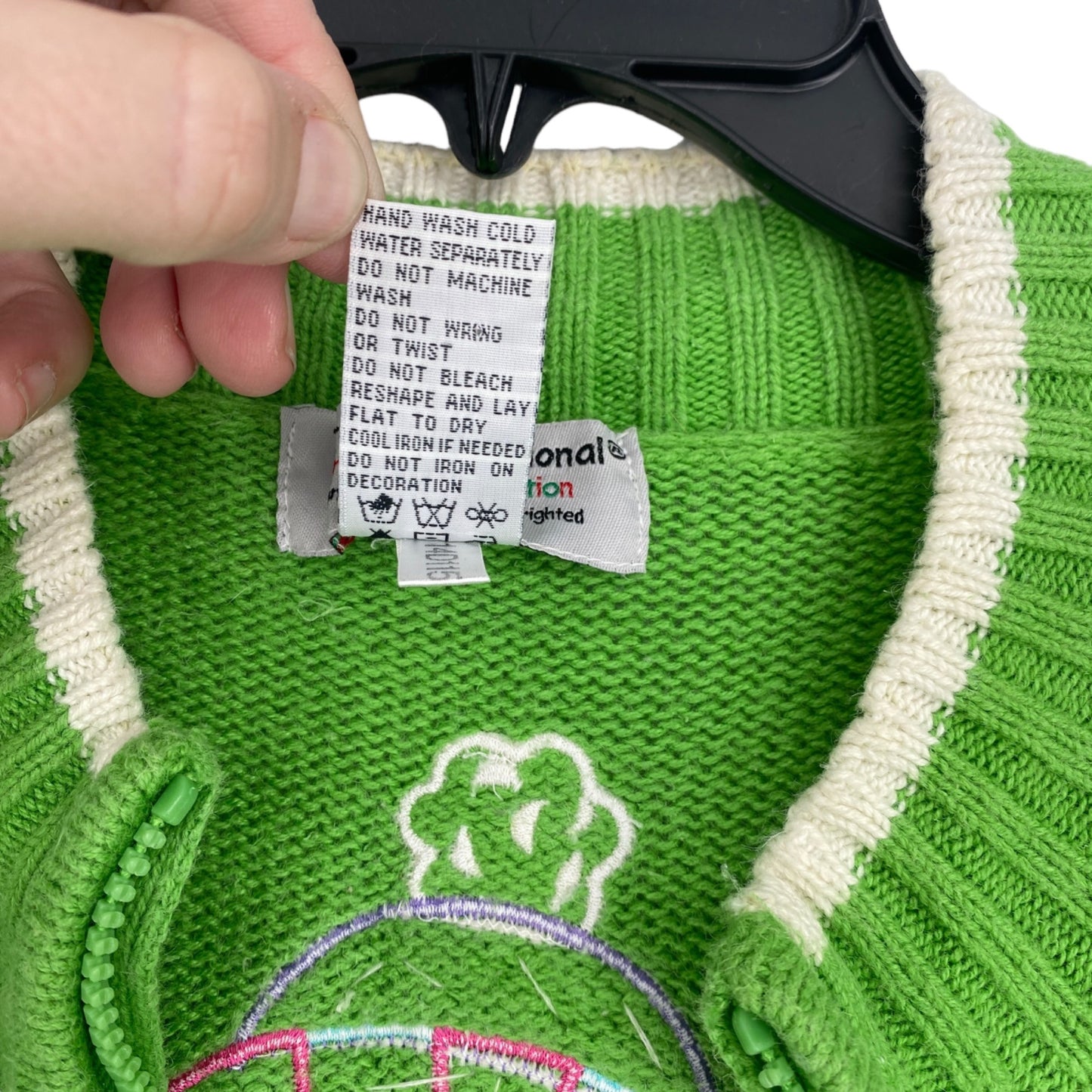 Tiara International Xmas Sweater 26/28 Green Zip Front Snowmen Cozy Holiday Wear