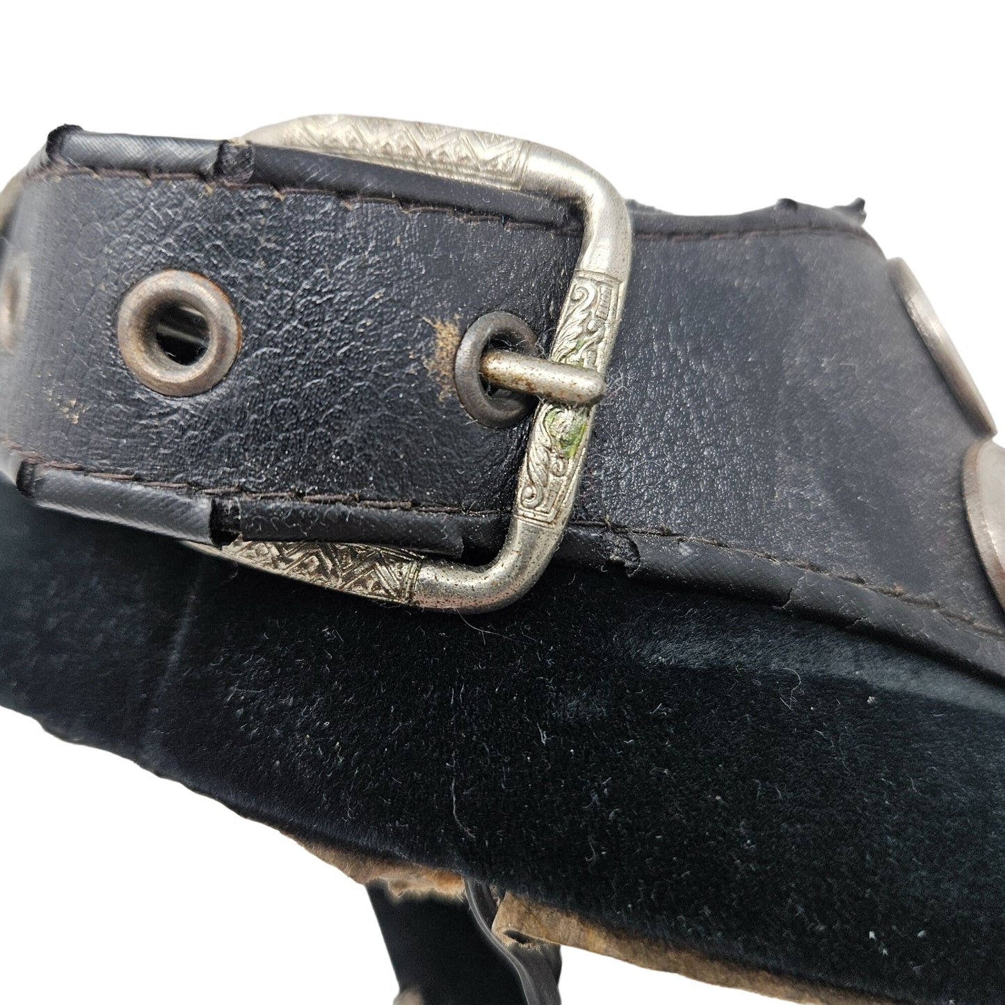 Vtg Argentine Coin Leather Collar Horse Medallion Necklace Equestrian Western