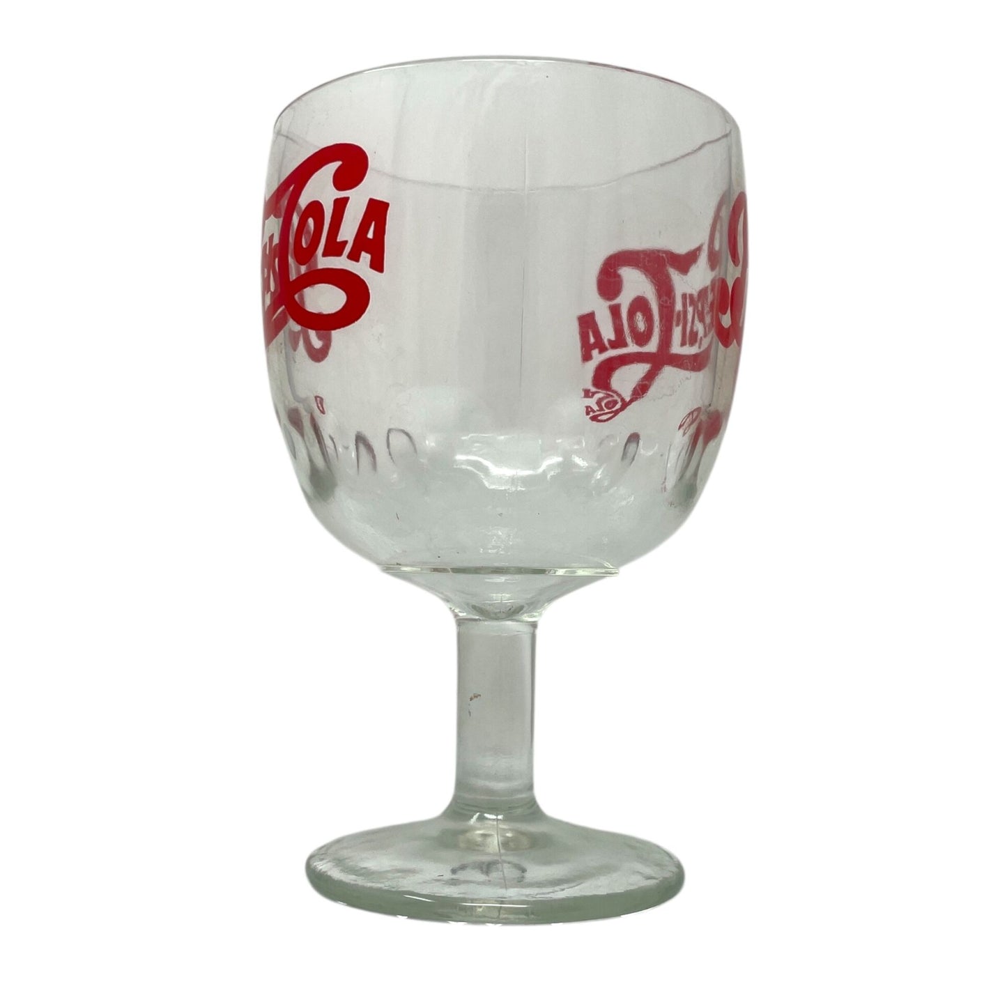 Vintage Pepsi Cola Soda Goblet Thumbprint Heavy Stemmed Schooner Drinking Glass