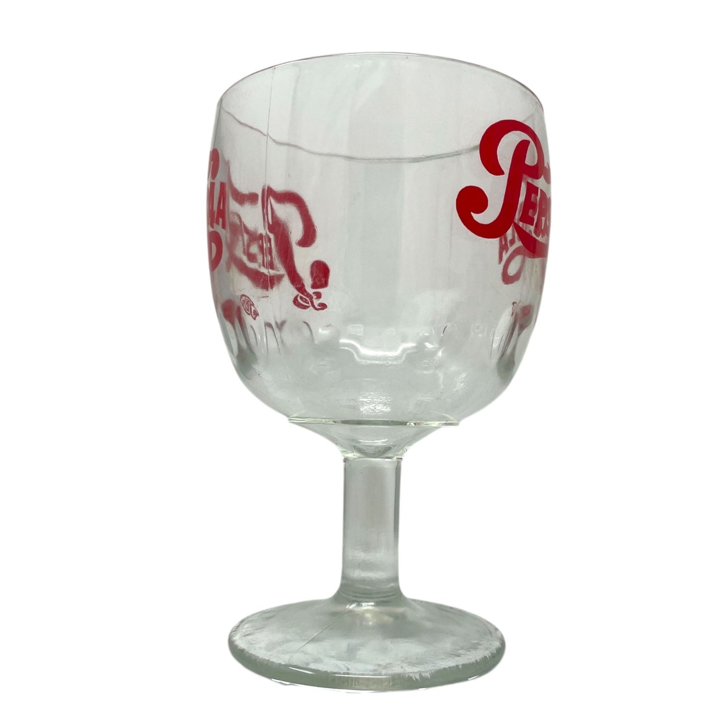 Vintage Pepsi Cola Soda Goblet Thumbprint Heavy Stemmed Schooner Drinking Glass