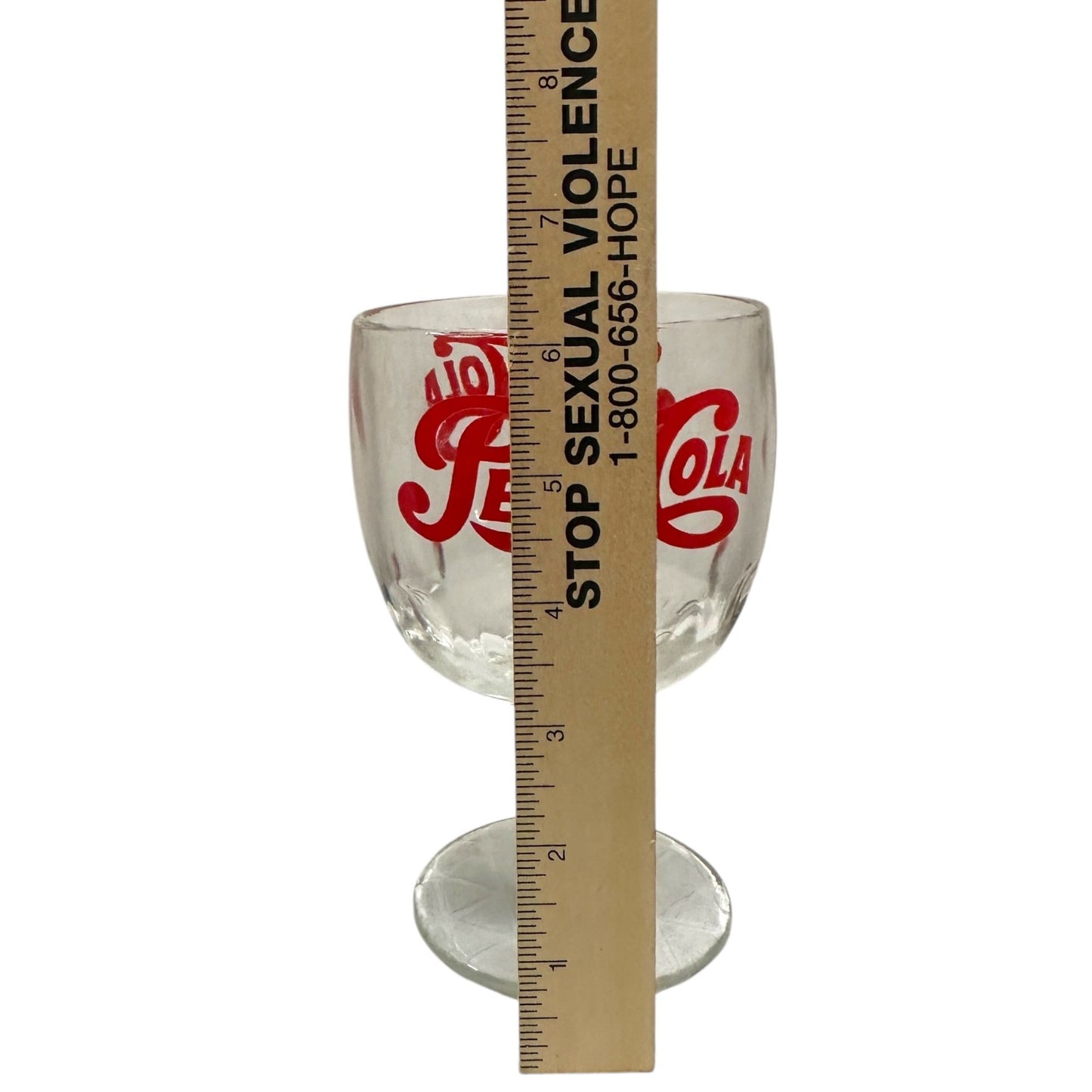Vintage Pepsi Cola Soda Goblet Thumbprint Heavy Stemmed Schooner Drinking Glass