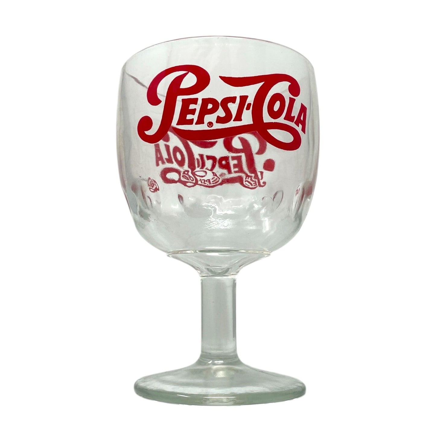 Vintage Pepsi Cola Soda Goblet Thumbprint Heavy Stemmed Schooner Drinking Glass
