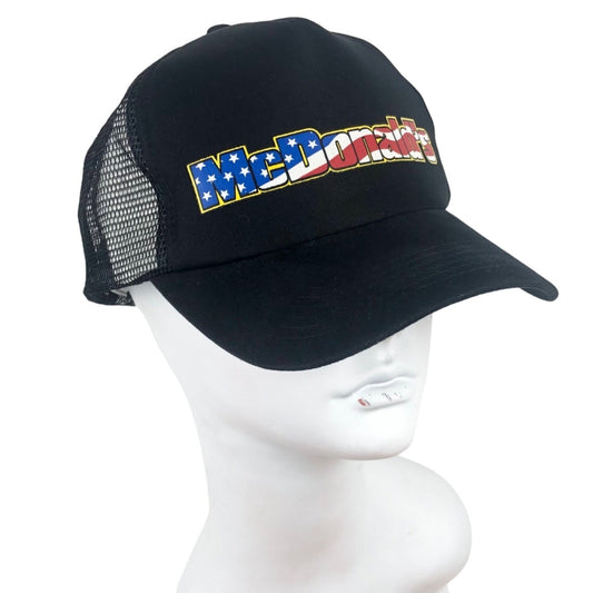 Vintage Snapback Hat GSC McDonald's American Flag Baseball Cap Black Adjustable