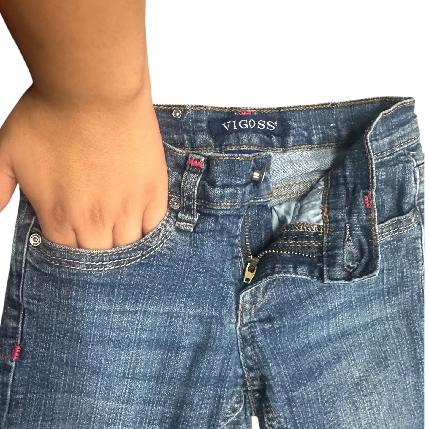 Vigoss Girls 8 Embroidered Butterfly Slim Fit Denim Jeans