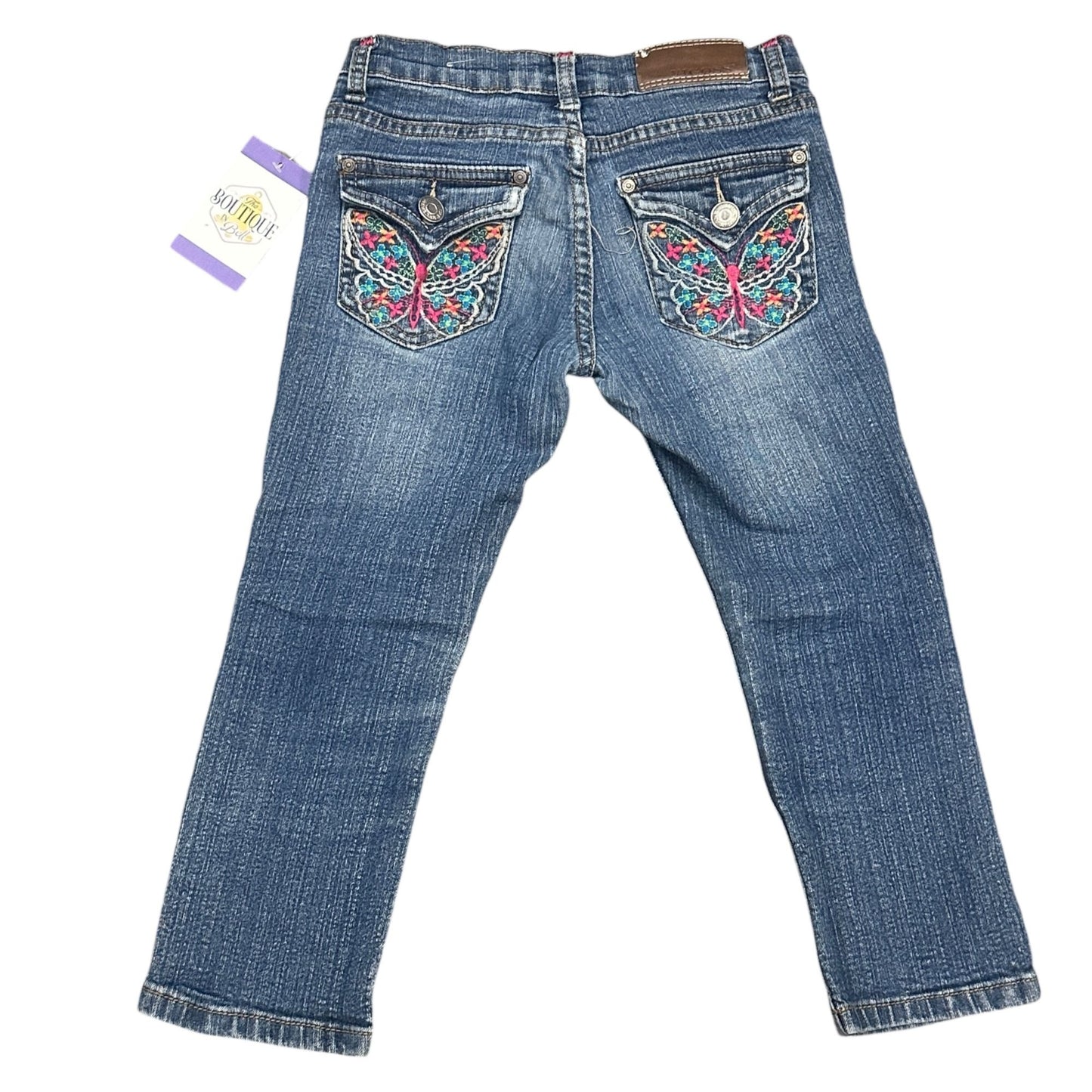 Vigoss Girls 8 Embroidered Butterfly Slim Fit Denim Jeans