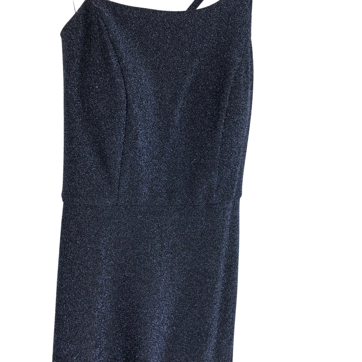 One Shoulder Evening Gown Crystal Doll 5 Navy Glitter Full Length Formal Glam