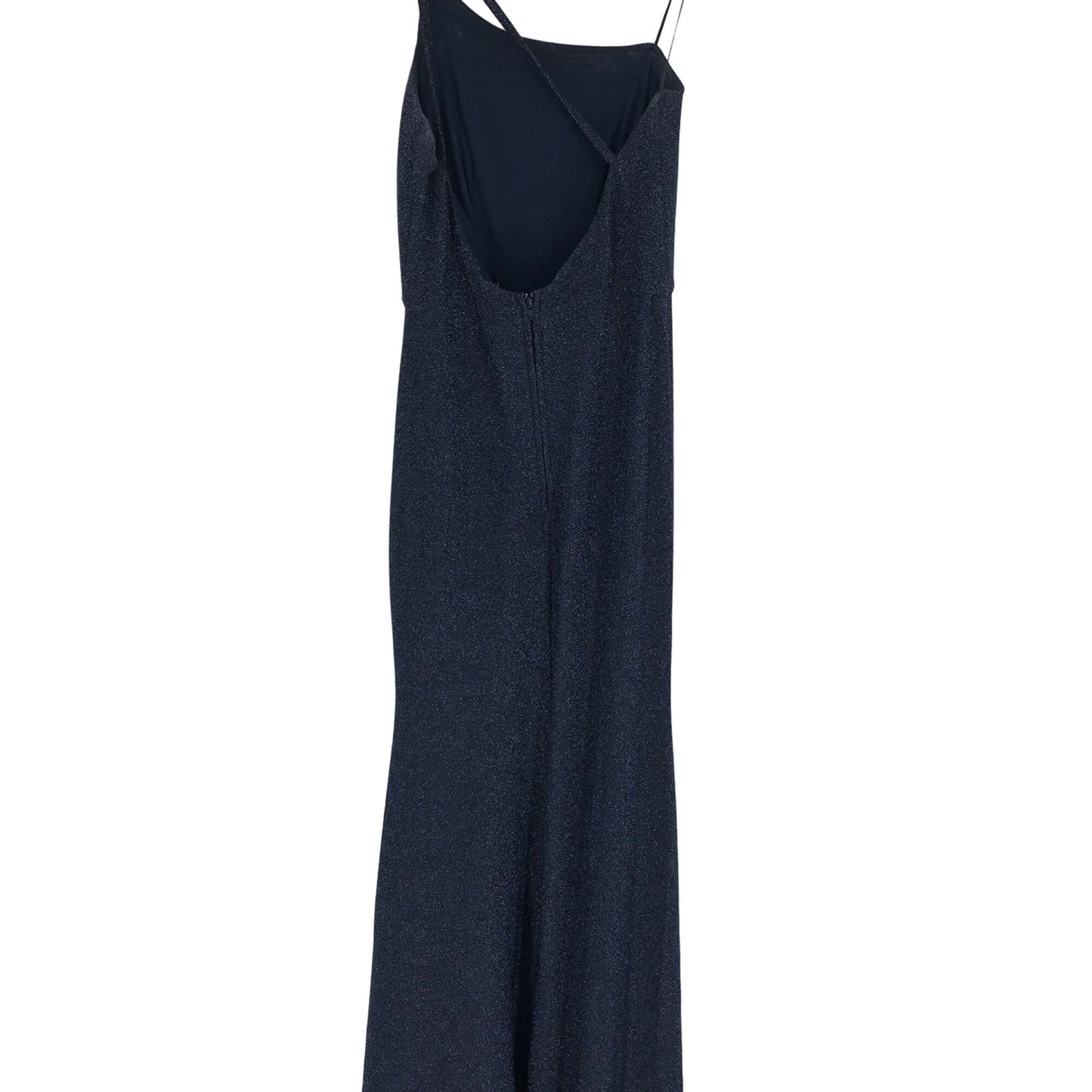 One Shoulder Evening Gown Crystal Doll 5 Navy Glitter Full Length Formal Glam