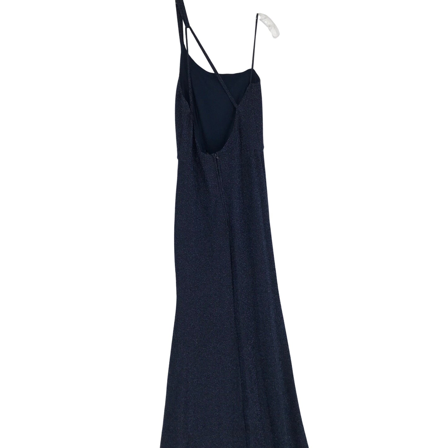 One Shoulder Evening Gown Crystal Doll 5 Navy Glitter Full Length Formal Glam