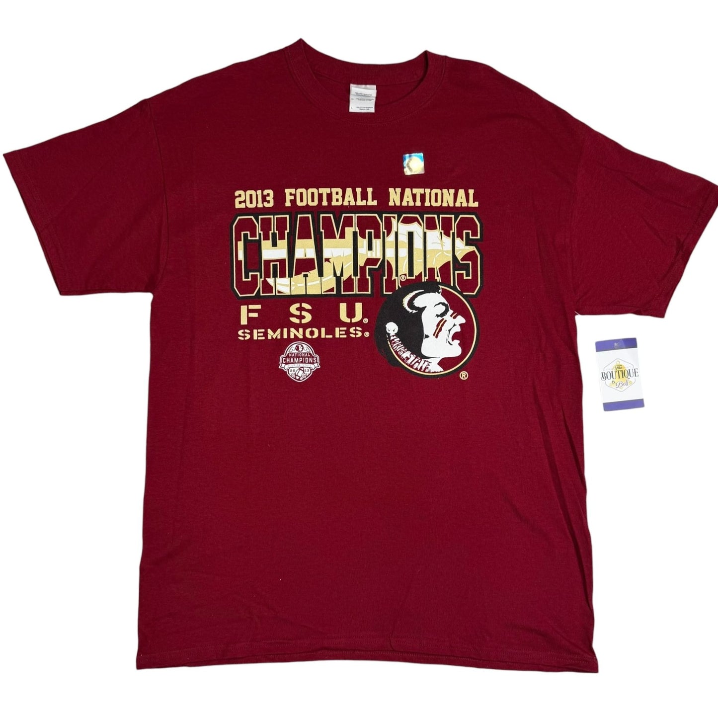 NEW 2013 Football National Champ FSU Seminoles Gildan Heavy Cotton Red TShirt L