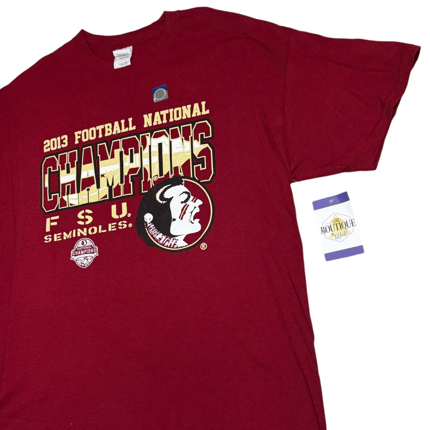 NEW 2013 Football National Champ FSU Seminoles Gildan Heavy Cotton Red TShirt L