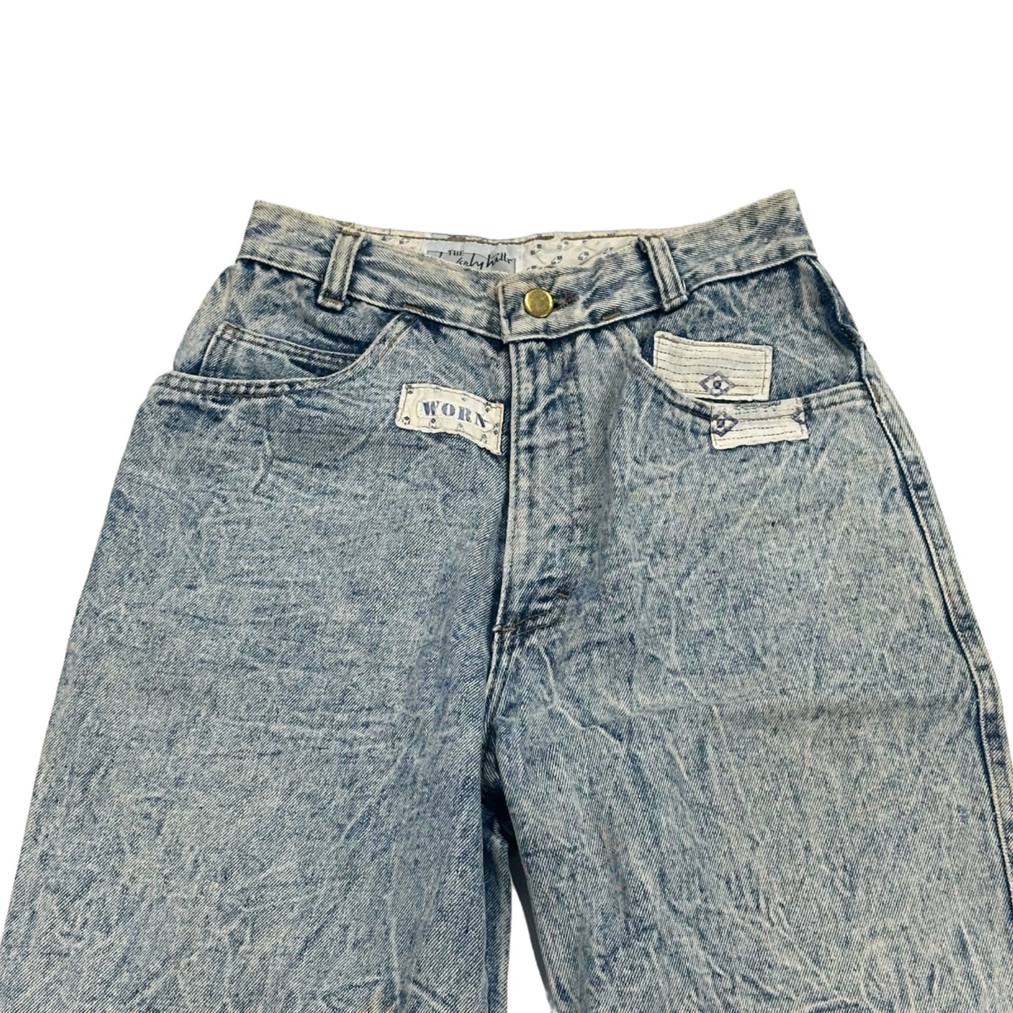 Vintage Y2K Beverly Hills Womens 7 Worn High Rise Straight Cuff Jean Shorts Acid