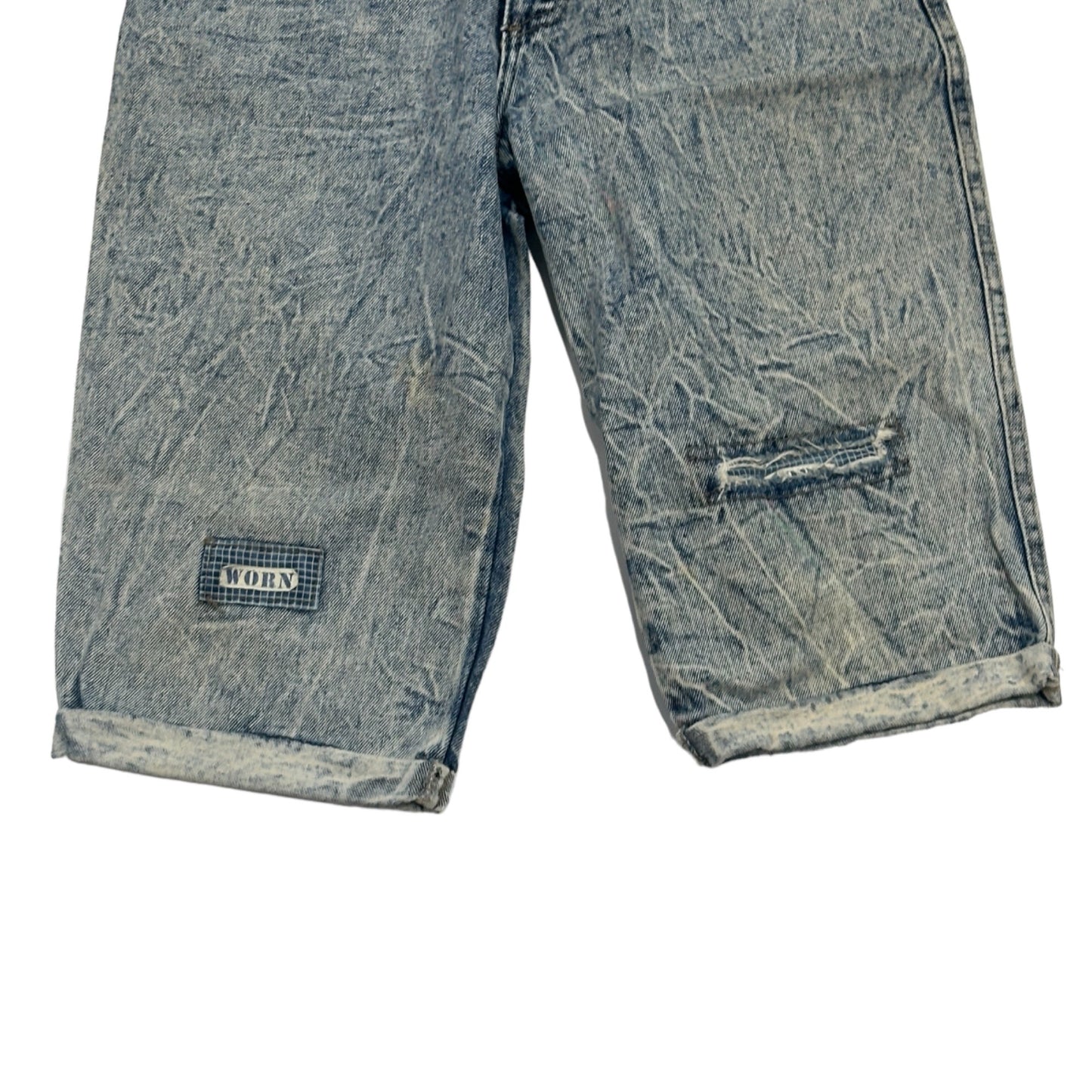 Vintage Y2K Beverly Hills Womens 7 Worn High Rise Straight Cuff Jean Shorts Acid