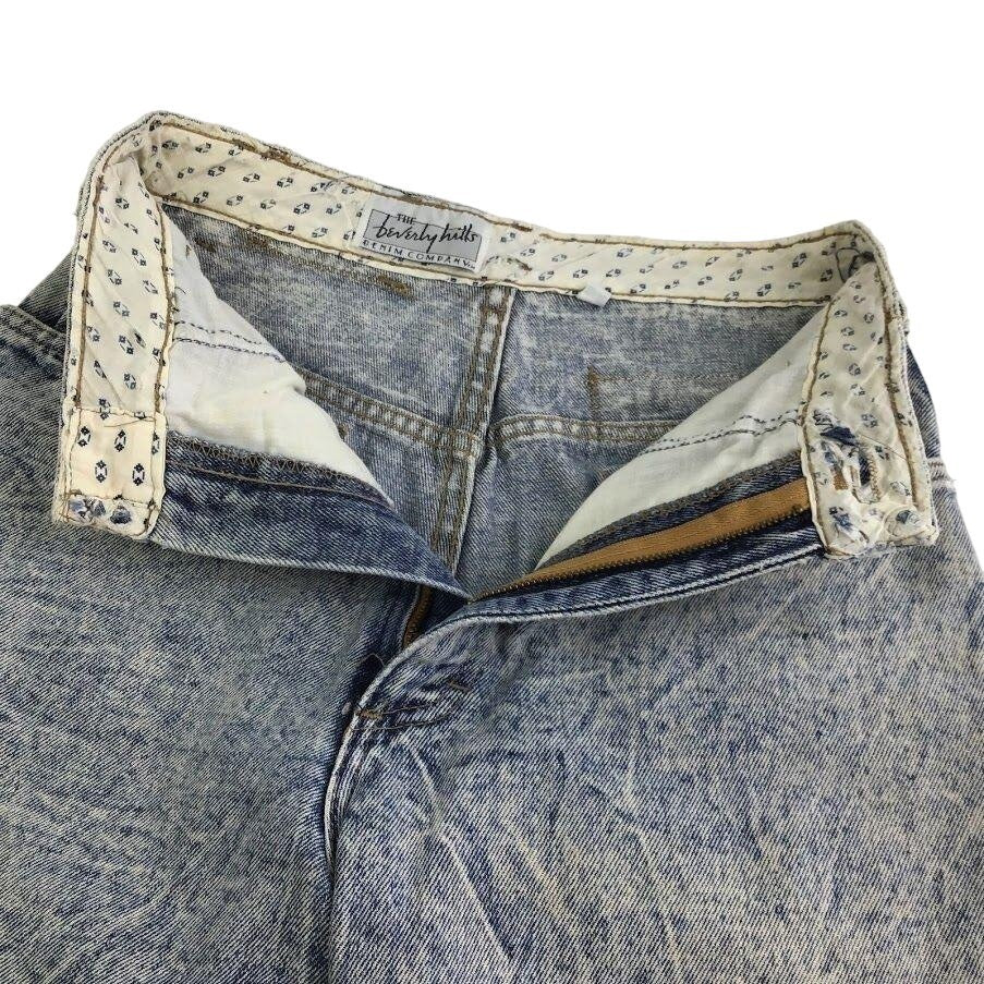 Vintage Y2K Beverly Hills Womens 7 Worn High Rise Straight Cuff Jean Shorts Acid