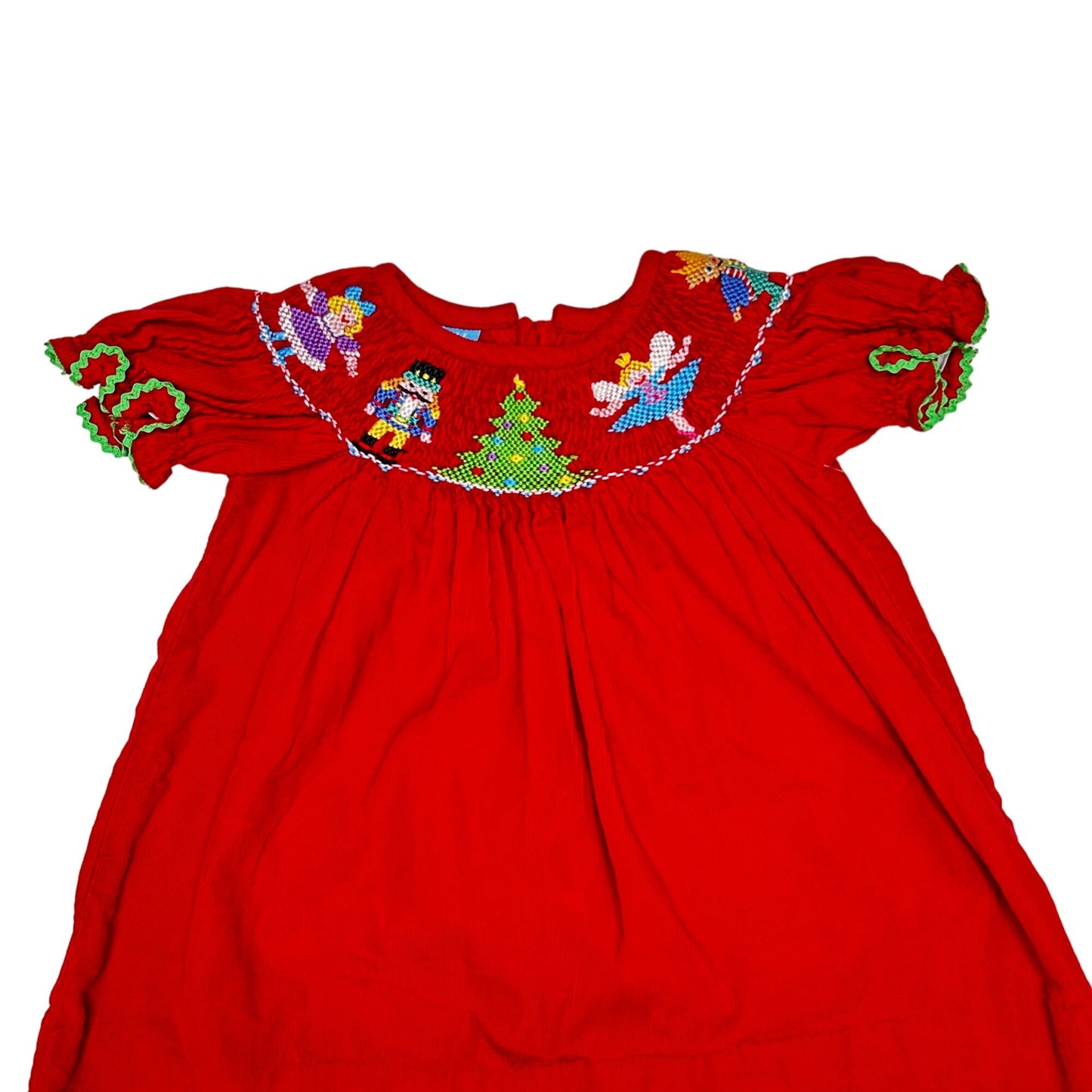 Avani 12M Red Hand Smocked Bishop Dress Nutcracker Christmas Tree Elf Dancer