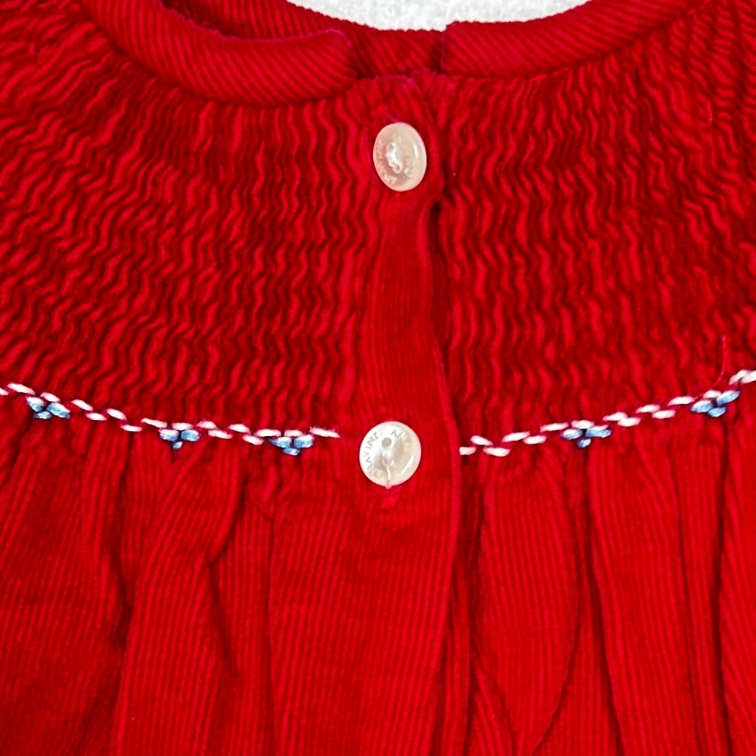 Avani 12M Red Hand Smocked Bishop Dress Nutcracker Christmas Tree Elf Dancer