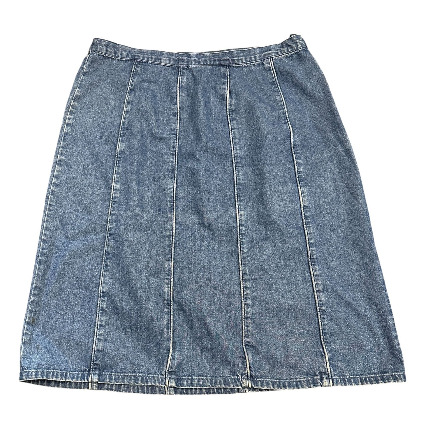 Vintage Orvis 16 Blue Jean Midi Skirt 90s Y2K Below Knee Pencil Denim Side Zip