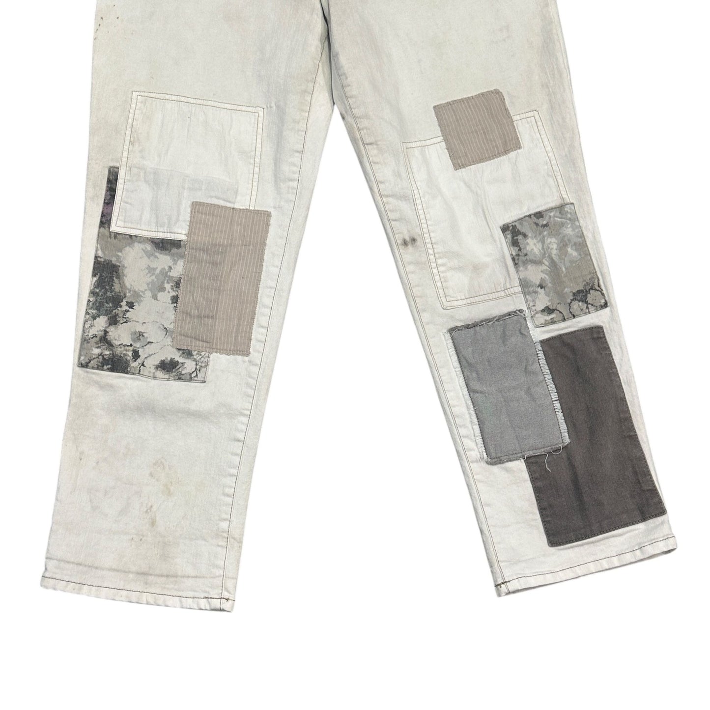 LOGO Lavish by Lori Goldstein Regular Alabaster Boyfriend Jeans Cuffed Womens 14