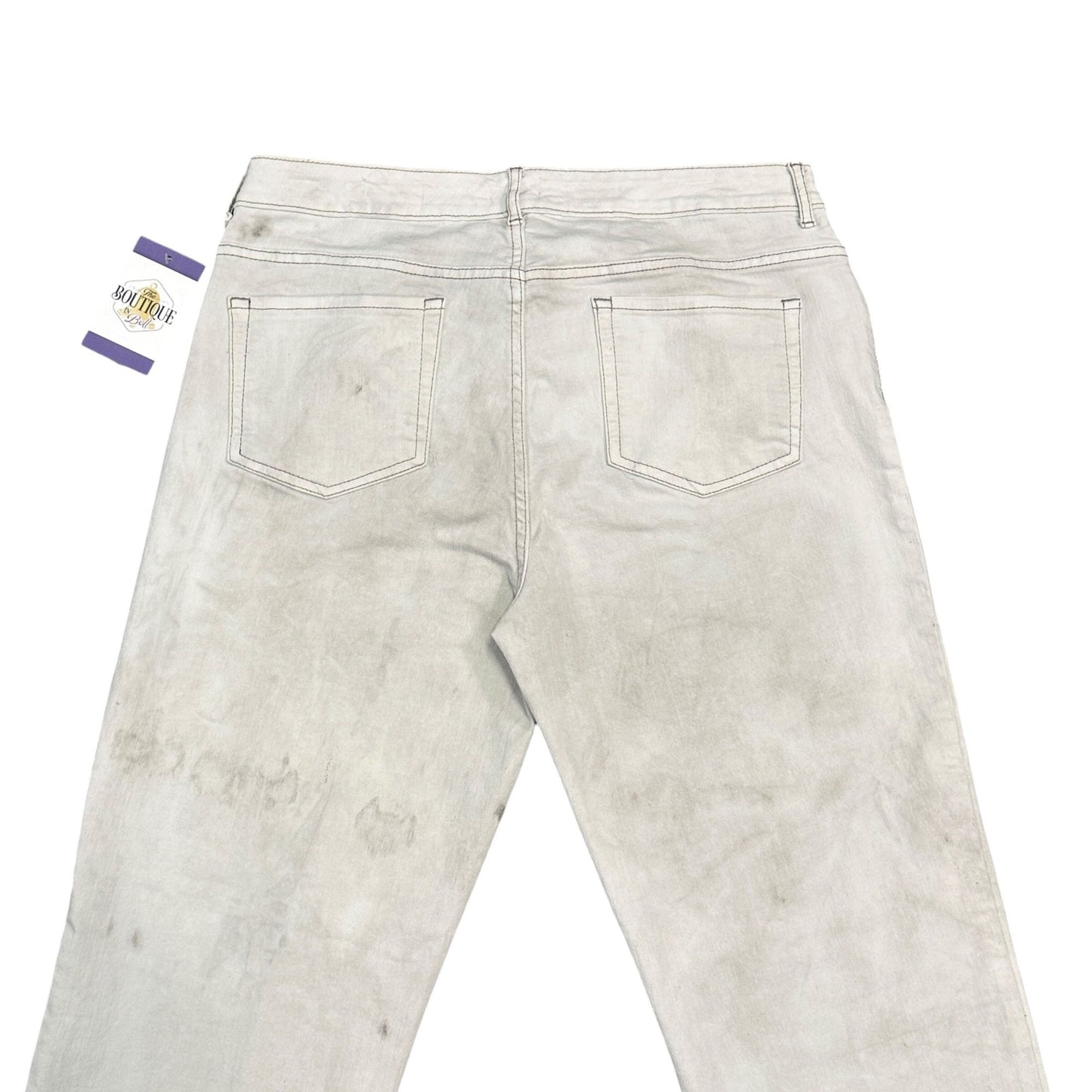 LOGO Lavish by Lori Goldstein Regular Alabaster Boyfriend Jeans Cuffed Womens 14