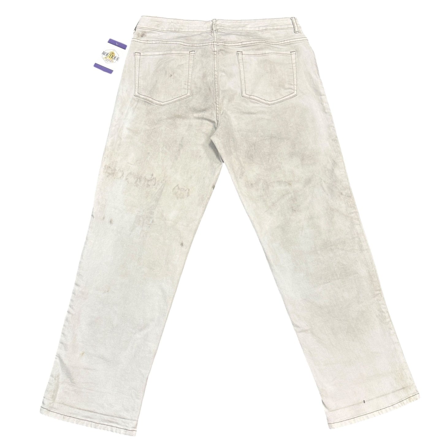 LOGO Lavish by Lori Goldstein Regular Alabaster Boyfriend Jeans Cuffed Womens 14