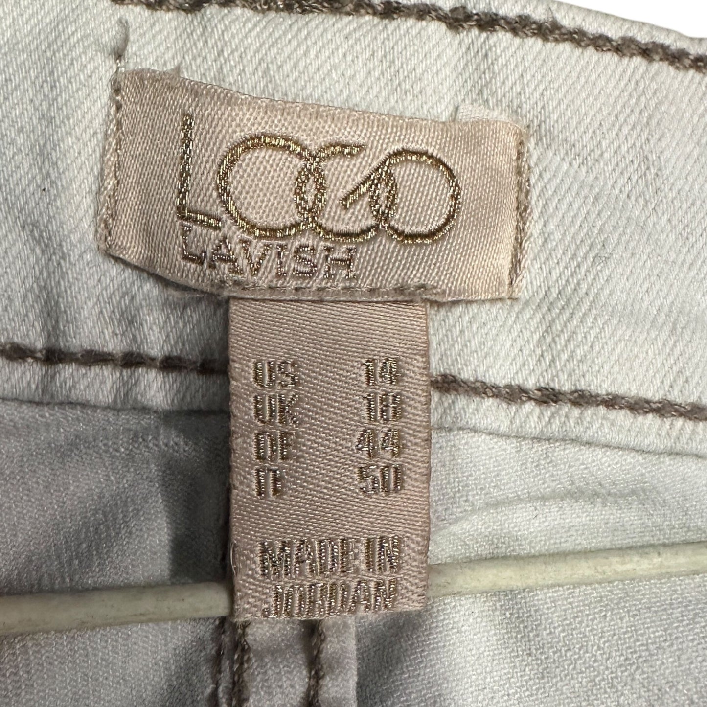 LOGO Lavish by Lori Goldstein Regular Alabaster Boyfriend Jeans Cuffed Womens 14
