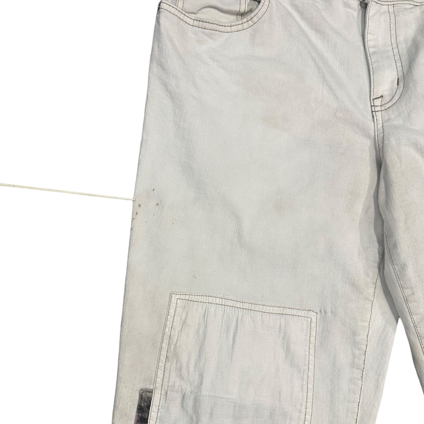 LOGO Lavish by Lori Goldstein Regular Alabaster Boyfriend Jeans Cuffed Womens 14