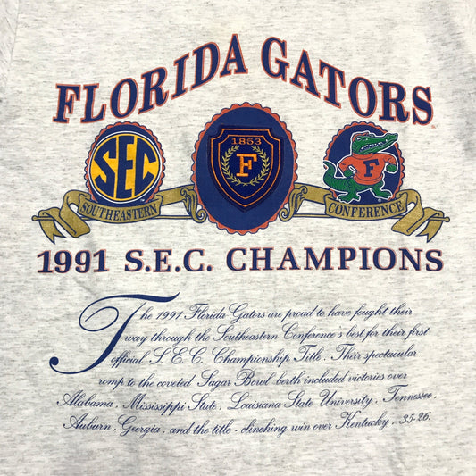 Vintage Nutmeg M Gray Short Sleeve Tshirt UF Florida Gators 1991 SEC Champions