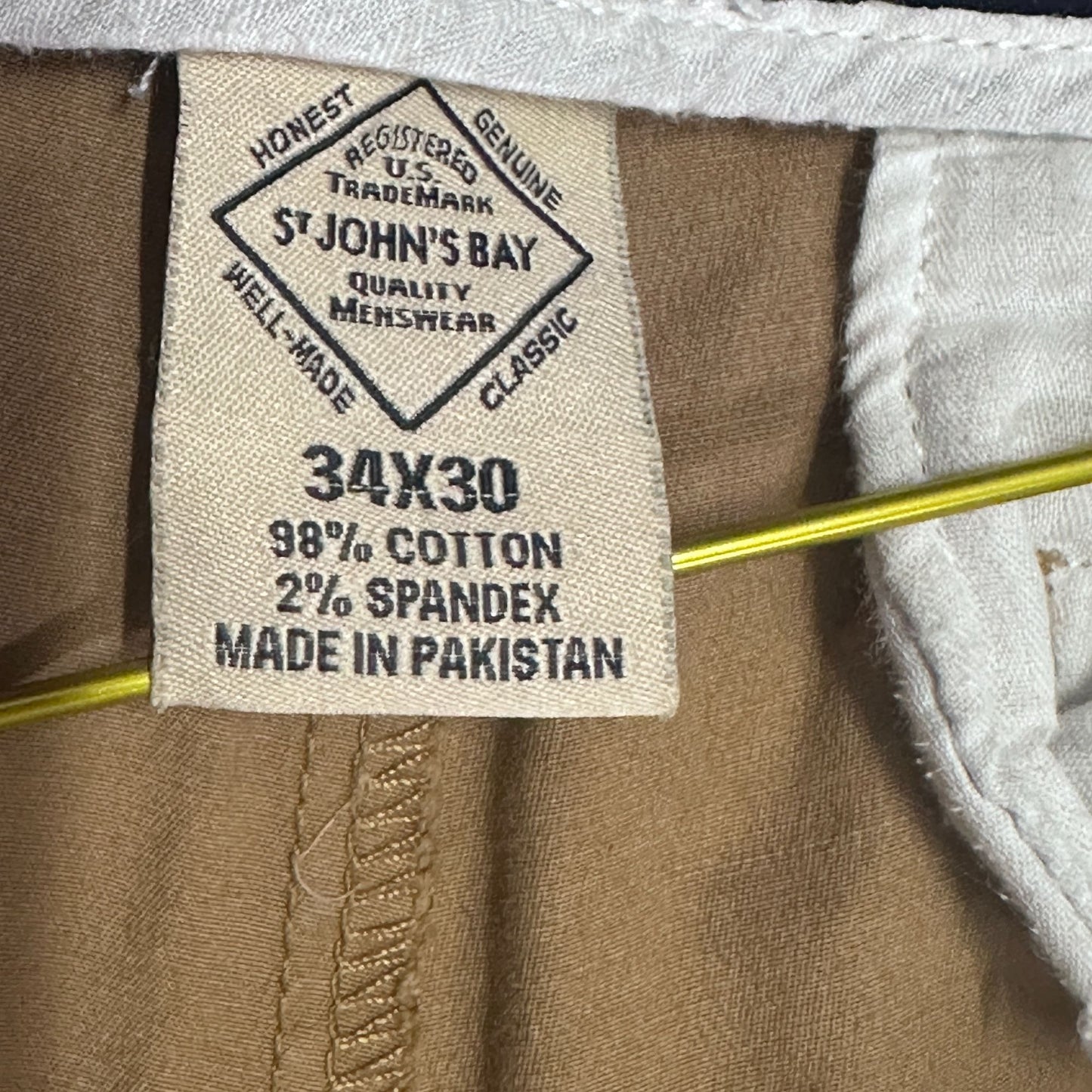 St Johns Bay Slacks Lot of 2 Khaki & Tan Super Stretch 34x30 Office Wear Business