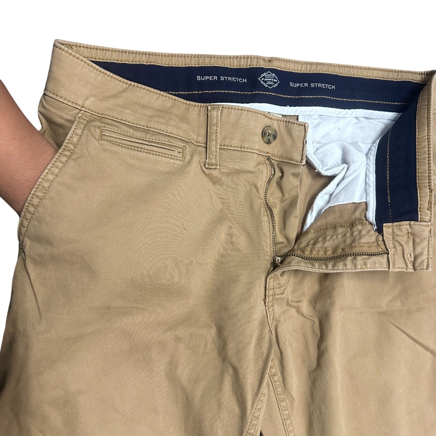 St Johns Bay Slacks Lot of 2 Khaki & Tan Super Stretch 34x30 Office Wear Business