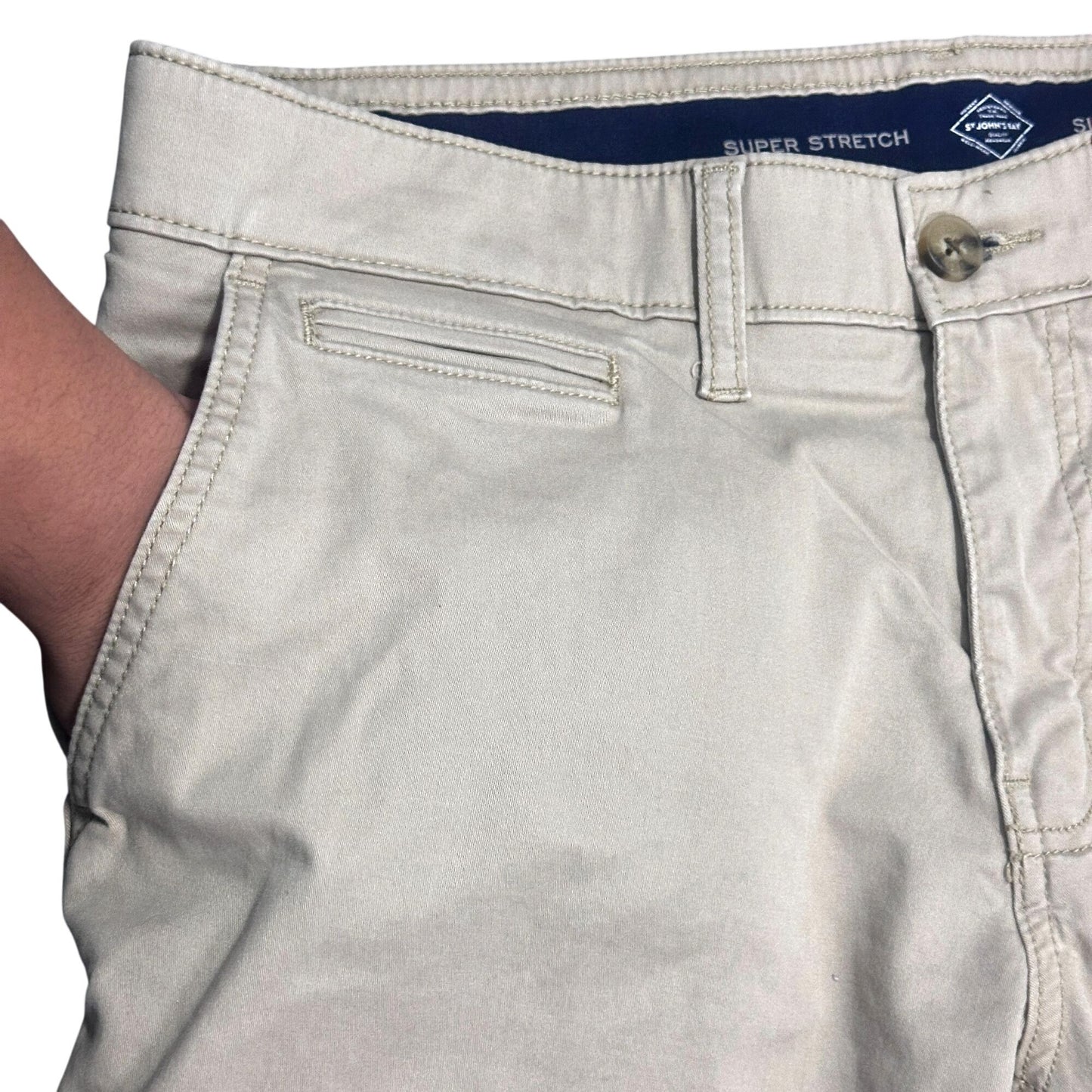 St Johns Bay Slacks Lot of 2 Khaki & Tan Super Stretch 34x30 Office Wear Business