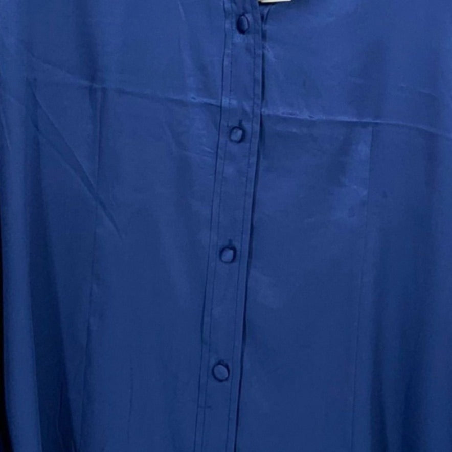 NWT Chicos Womens L Blue Silky Splendor Button Front Shirt Cuff Sara Beth Blouse