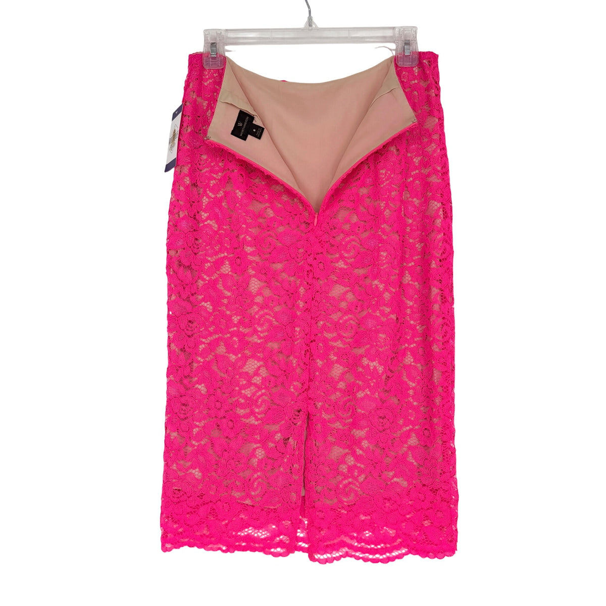 Hot Pink Worthington 6 Lace Pencil Skirt 6 Nude Lining Hidden Zipper Barbiecore