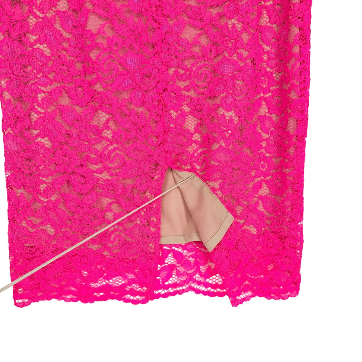 Hot Pink Worthington 6 Lace Pencil Skirt 6 Nude Lining Hidden Zipper Barbiecore