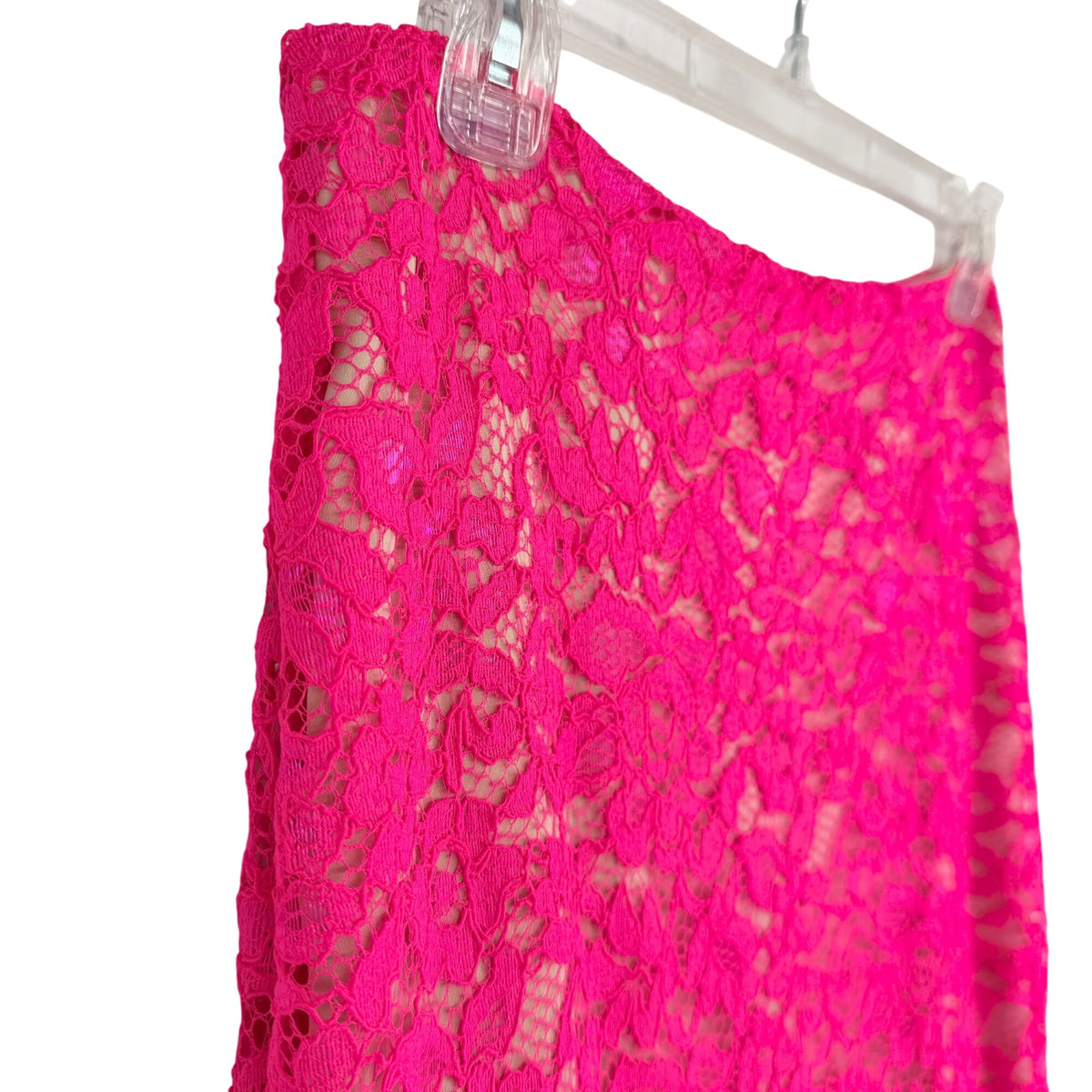 Hot Pink Worthington 6 Lace Pencil Skirt 6 Nude Lining Hidden Zipper Barbiecore