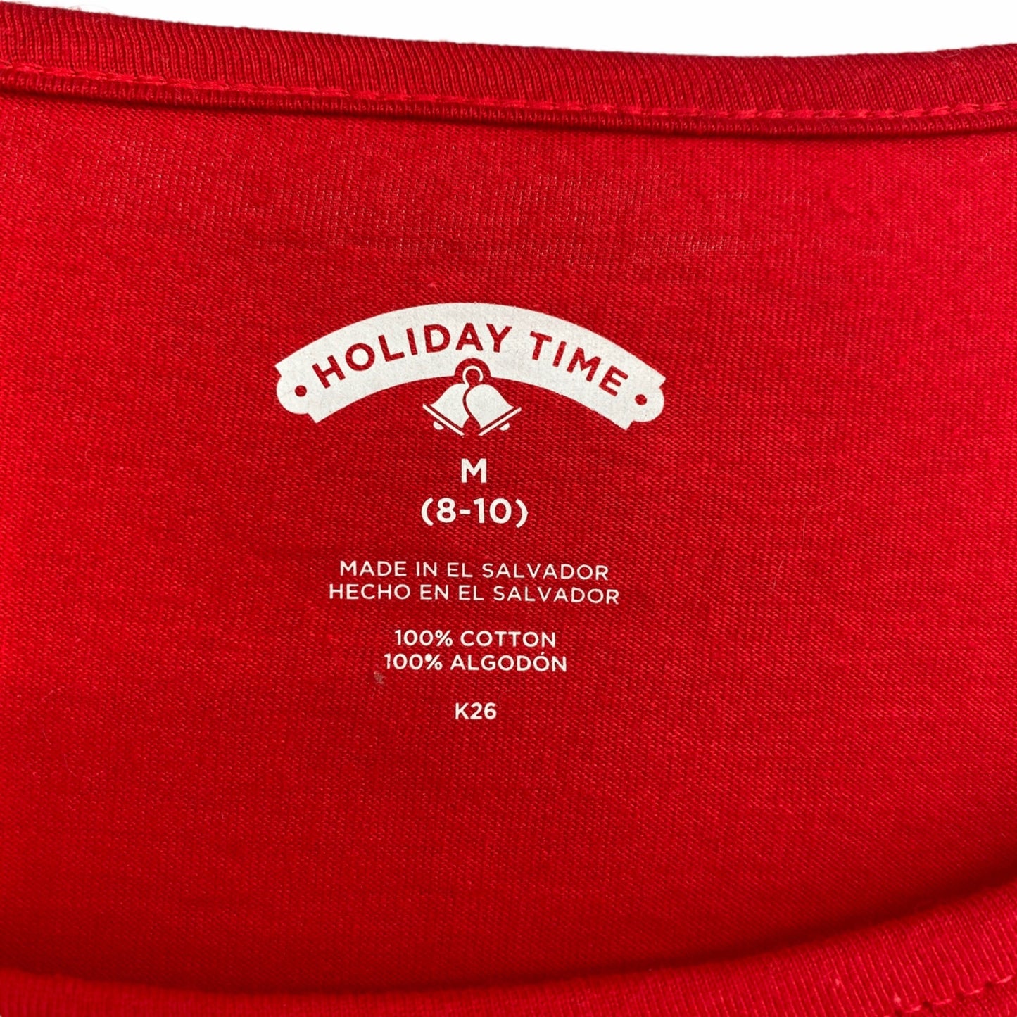 Xmas Novelty TShirt Holiday Time M Red Peace Love Joy Bling Casual Holiday Chic