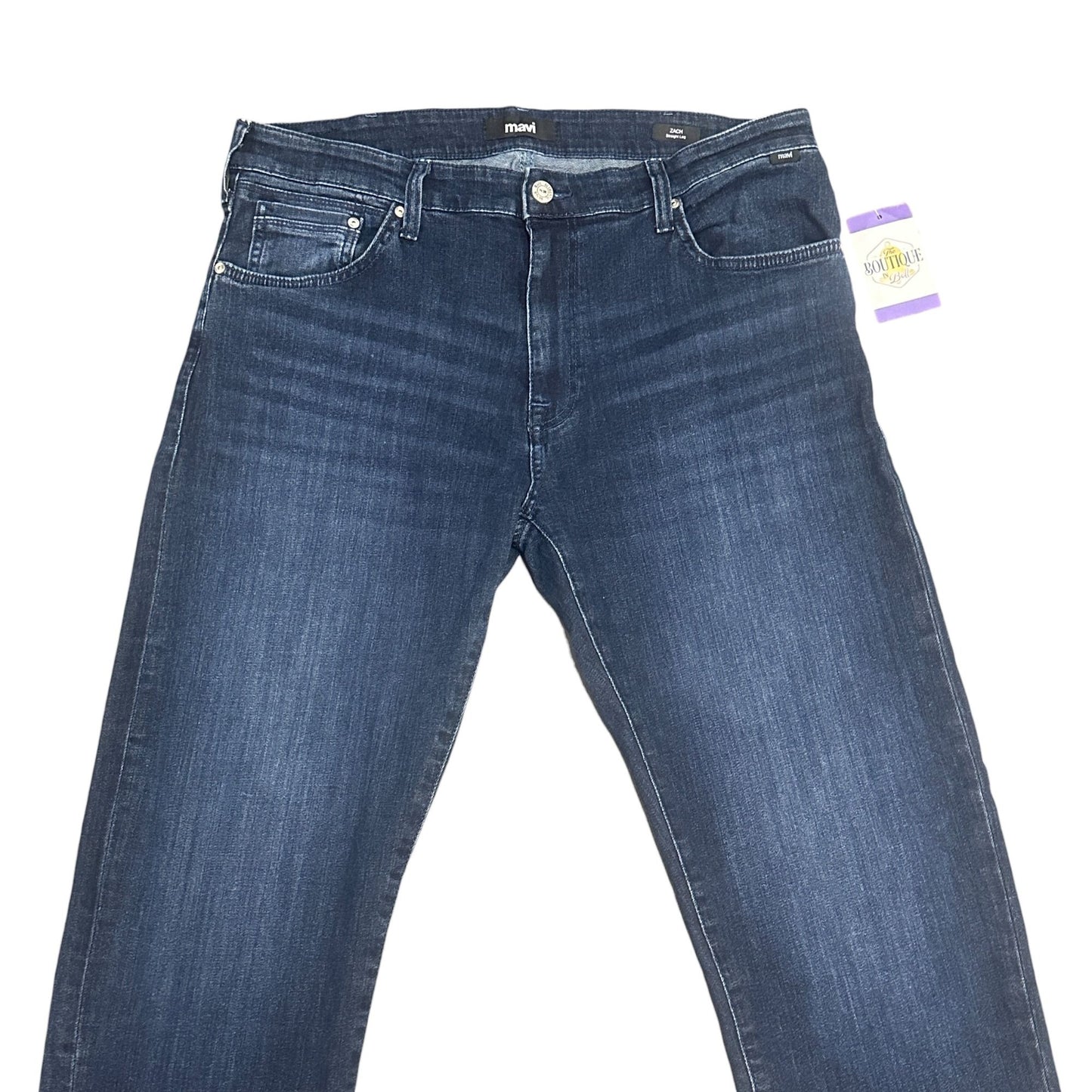 Mavi Mens Jeans 38x32 Zach Straight Leg Stretch Dark Wash Blue Reg Rise Denim