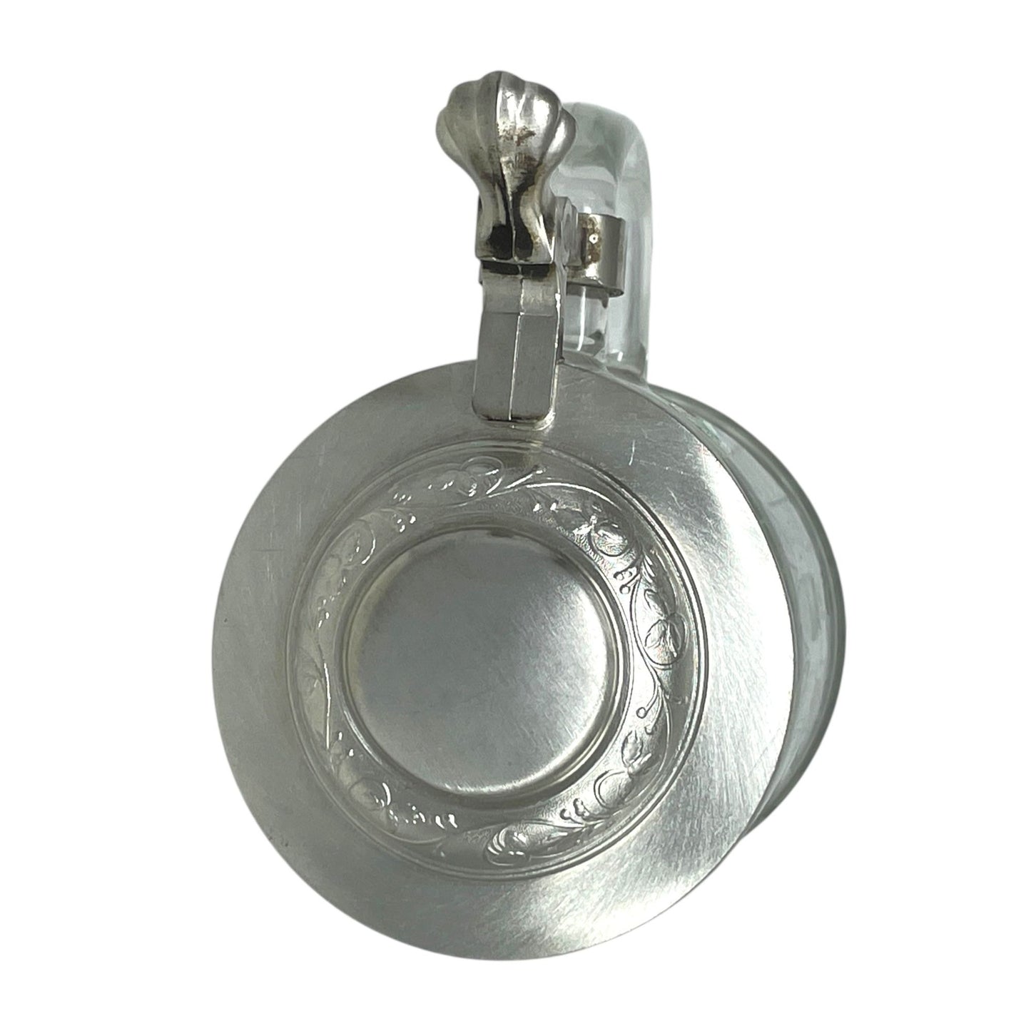 Vintage ALWE West Germany Glass Beer Stein Mug Pewter Lid Frosted Train Scene