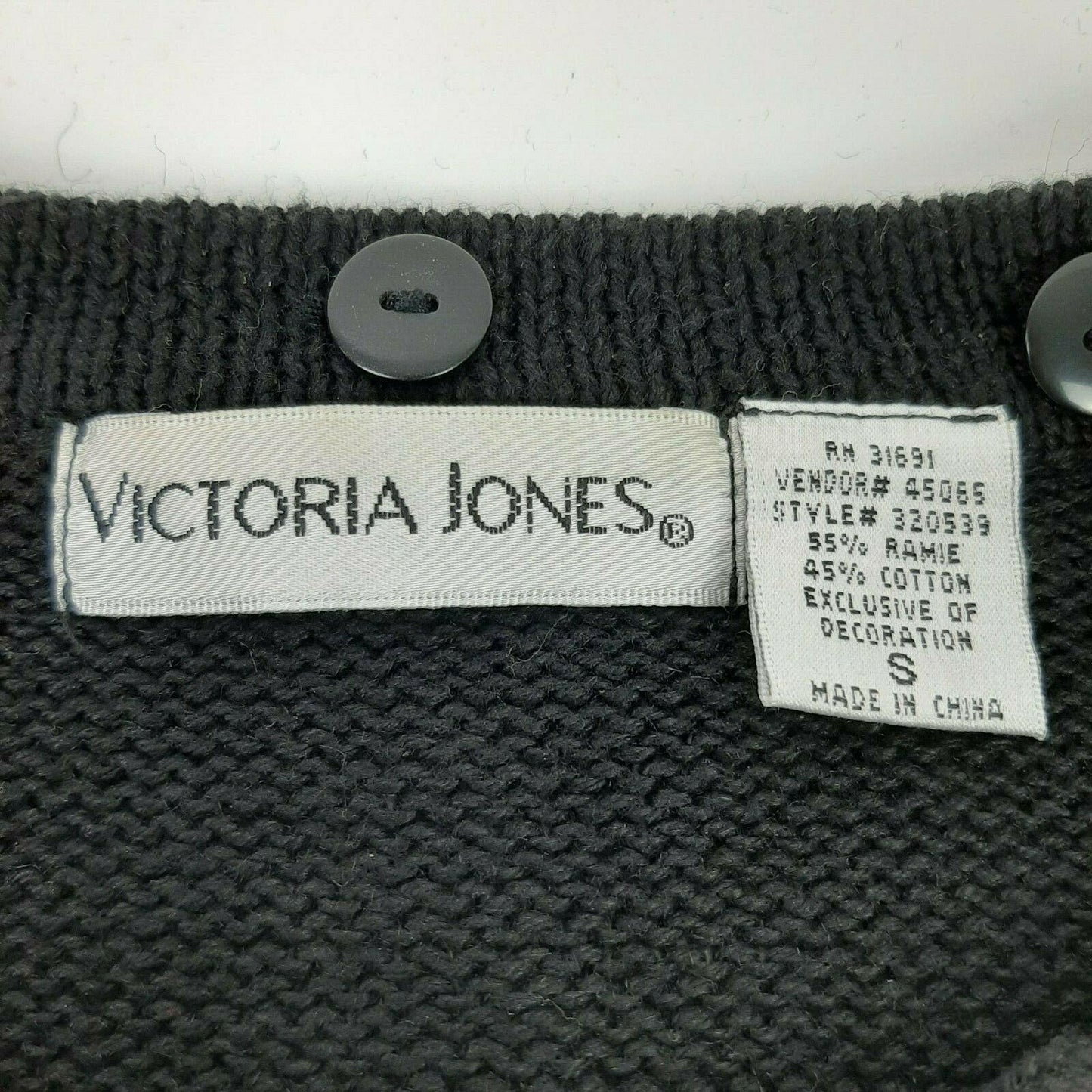 Vintage Victoria Jones S Black Christmas Cardigan Sweater Pearls Poinsettia