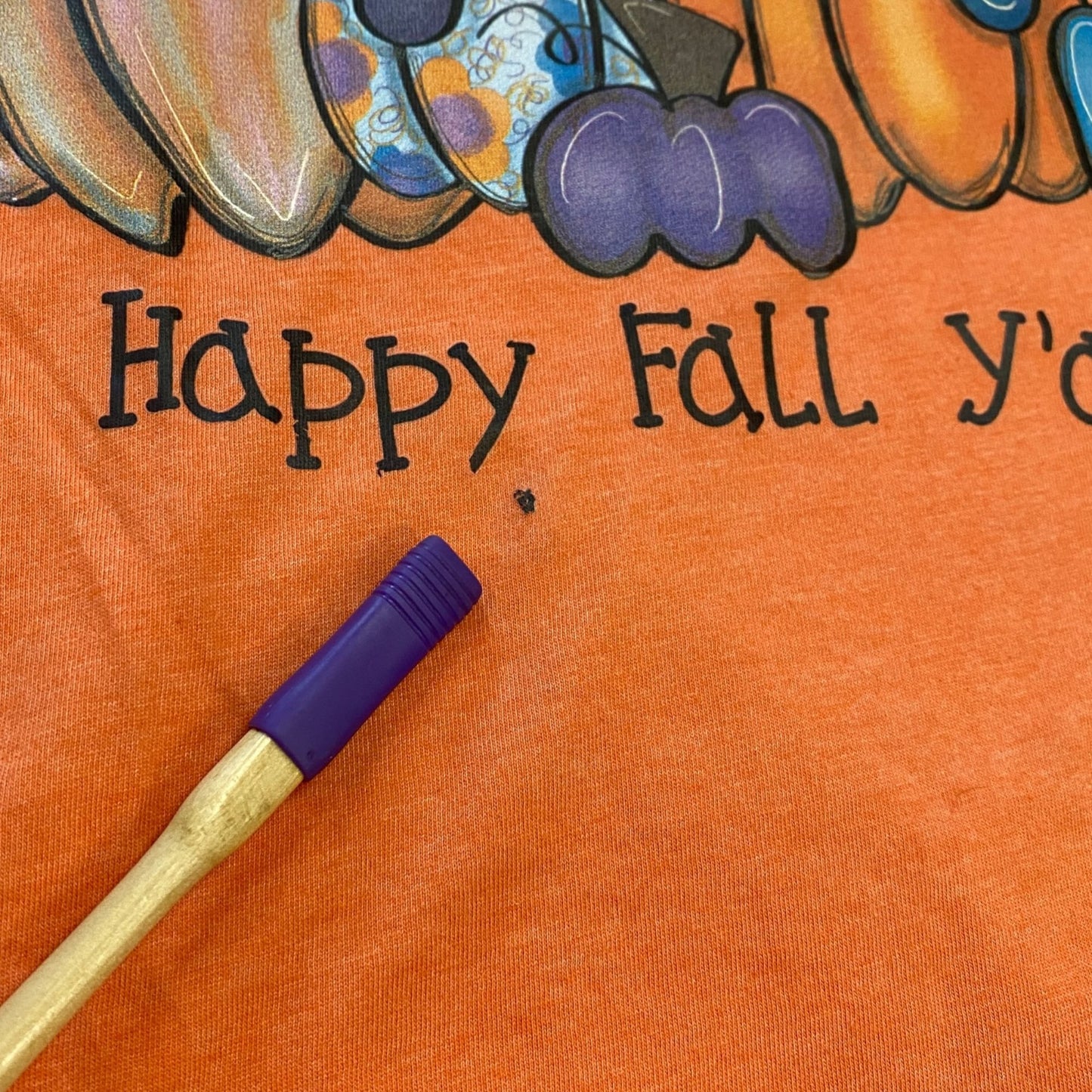 Thanksgiving Tshirt "Happy Fall Y'all" Pumpkins Fall Orange Canvas Womens M