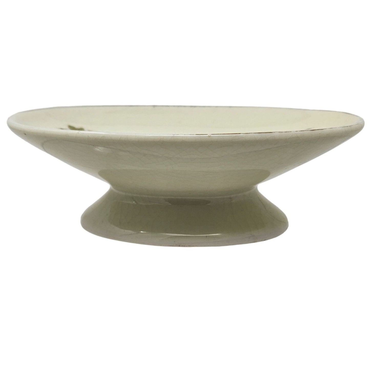 Vtg Pedestal Bowl Peacock Floral Japanese Hand Painted Ceramic Key Candy Dish