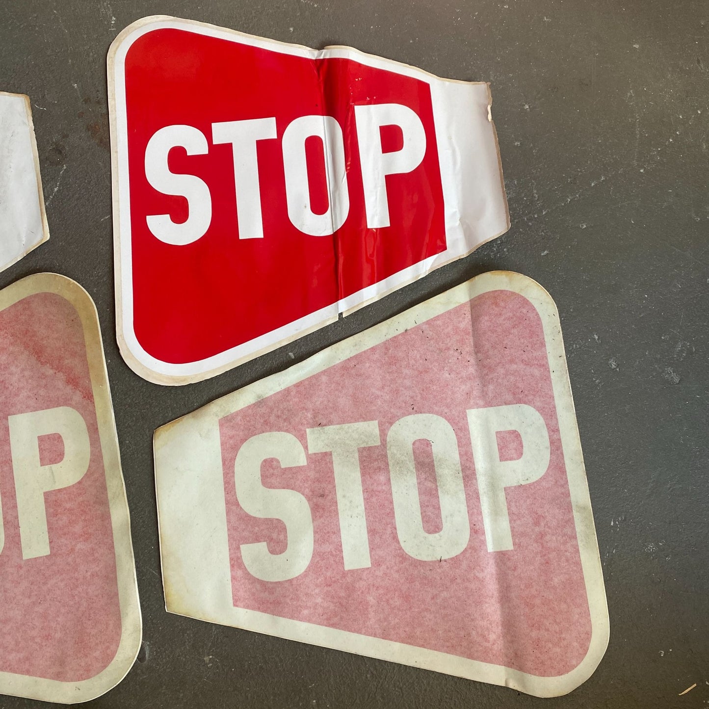 Vintage School Bus STOP Vinyl Decal Pack Lot of 7 Reflective Stickers 17X17 Red