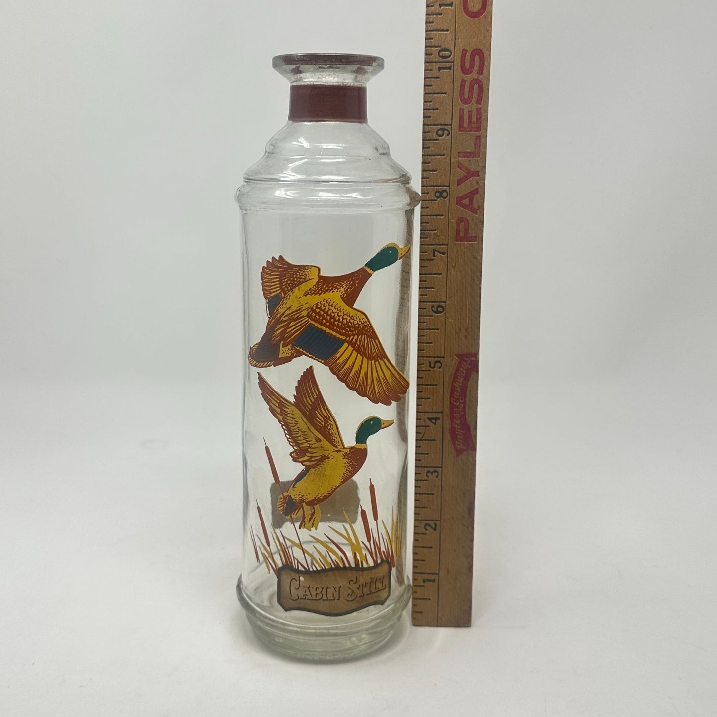 Vtg Cabin Still Bourbon Glass Decanter Sportsman Mallard Duck Amber Stopper