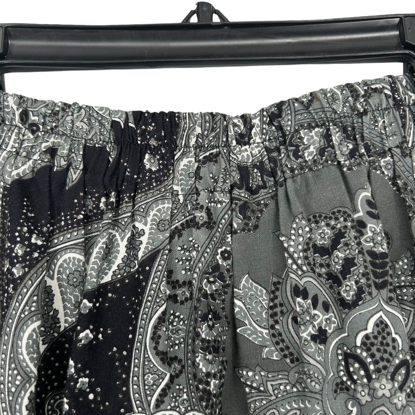 Western Expressions S Gray Black Paisley Circle Skirt Tiered Elastic Waist