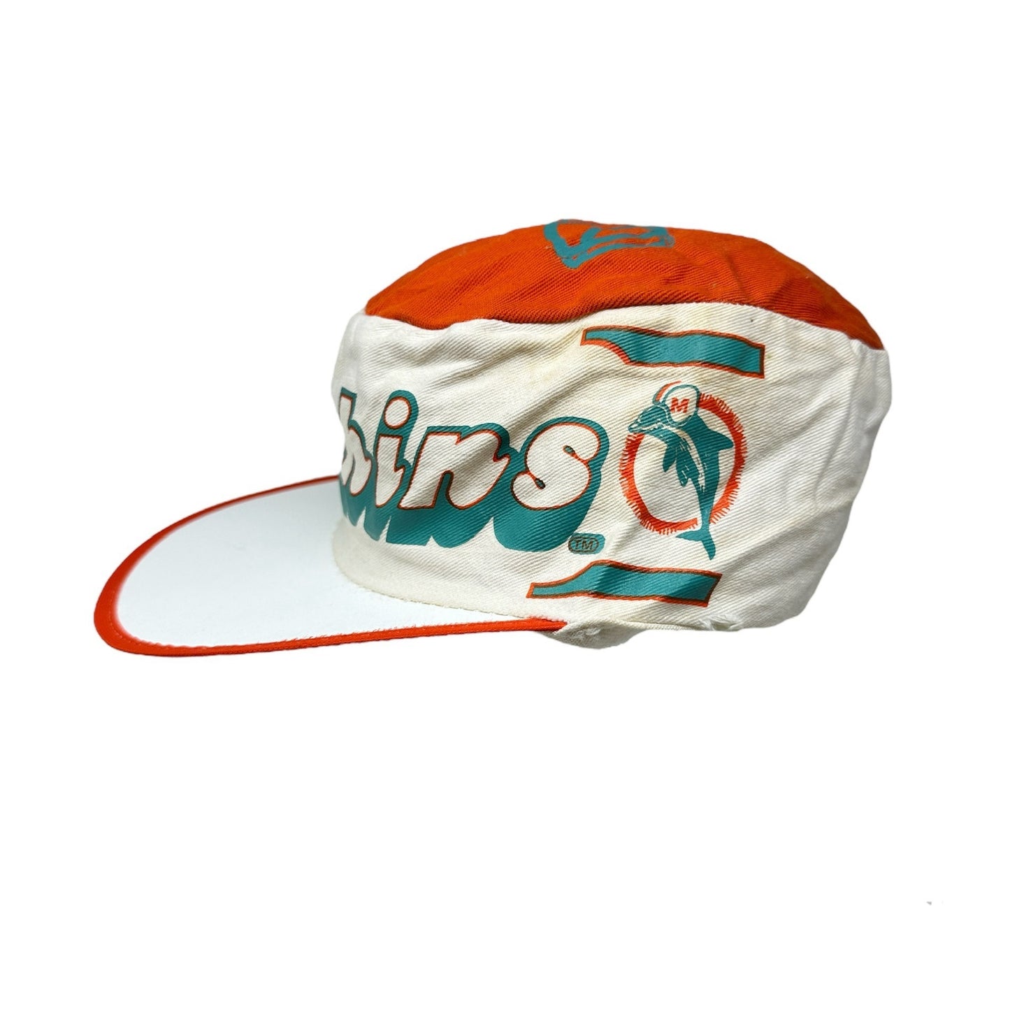 Vtg 80s Miami Dolphins Painters Cap NFL Football Flat Top Baseball Size M/L USA