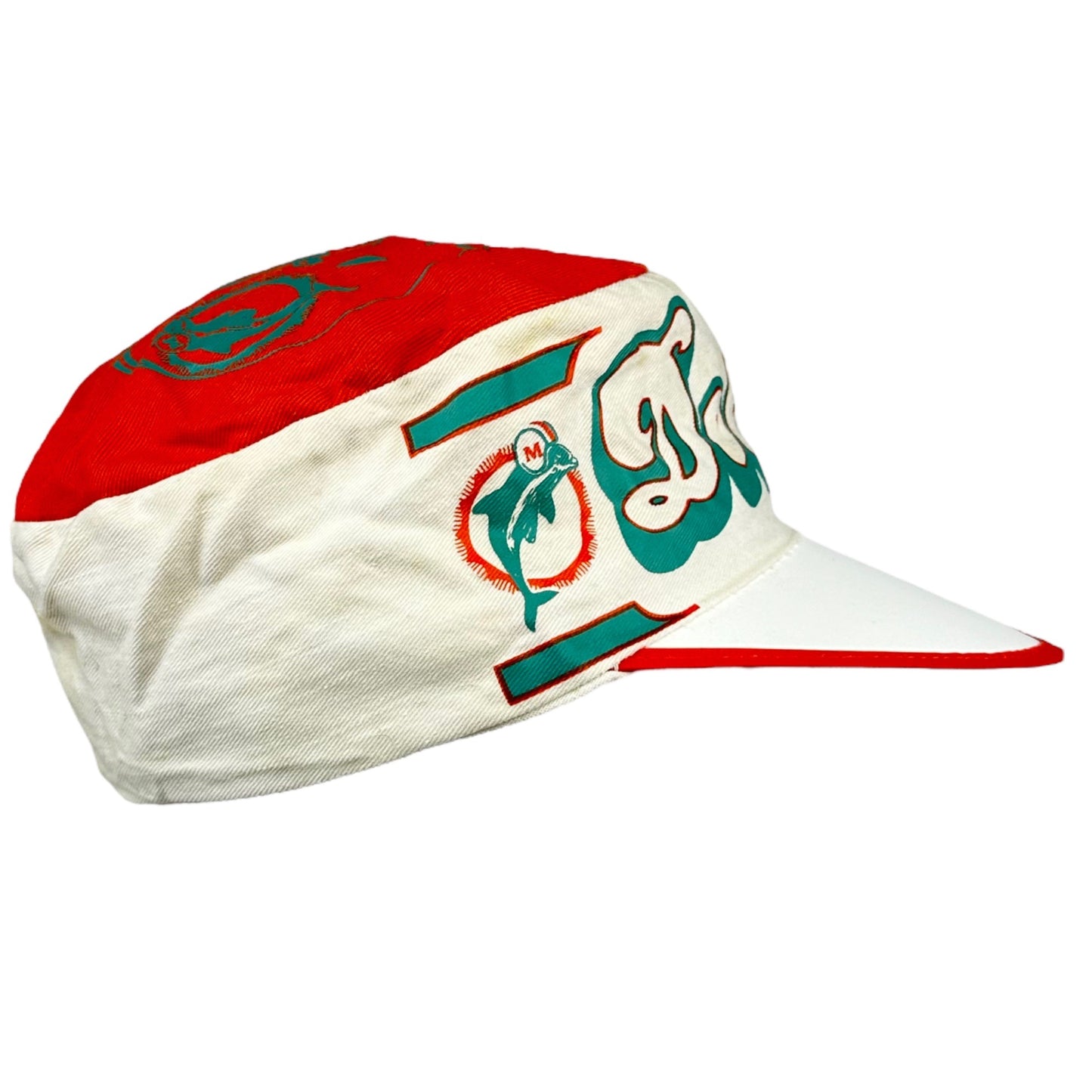 Vtg 80s Miami Dolphins Painters Cap NFL Football Flat Top Baseball Size M/L USA
