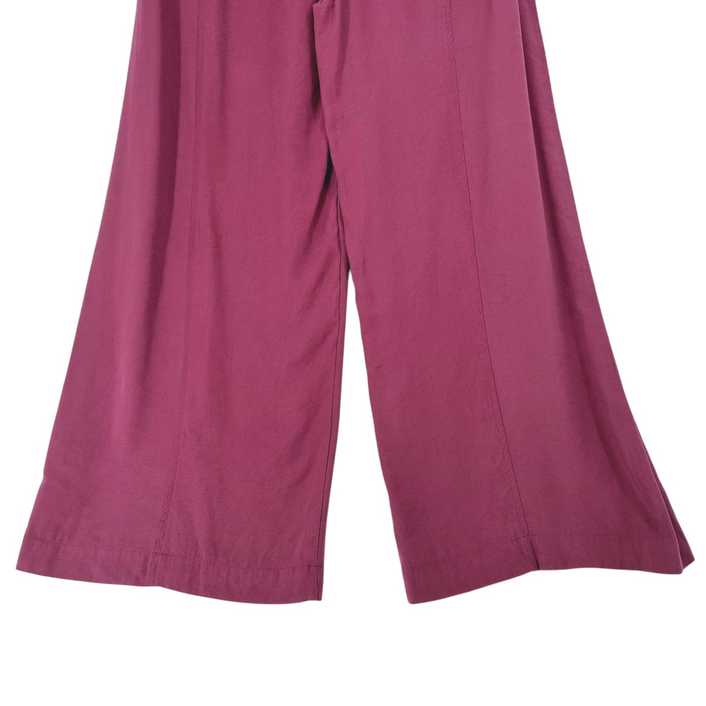 Easel L Plum Mineral Wash Wide Leg Pants Elastic Waist Belted Womens Relaxed Fit